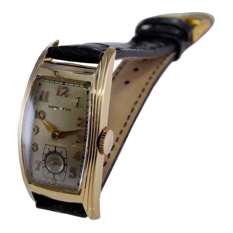 Hamilton Gold Filled Art Deco Curvex Style with Original Silver Dial 1930's For Sale 6