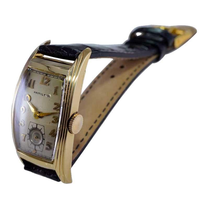 Hamilton Gold Filled Art Deco Curvex Style with Original Silver Dial 1930's For Sale 7