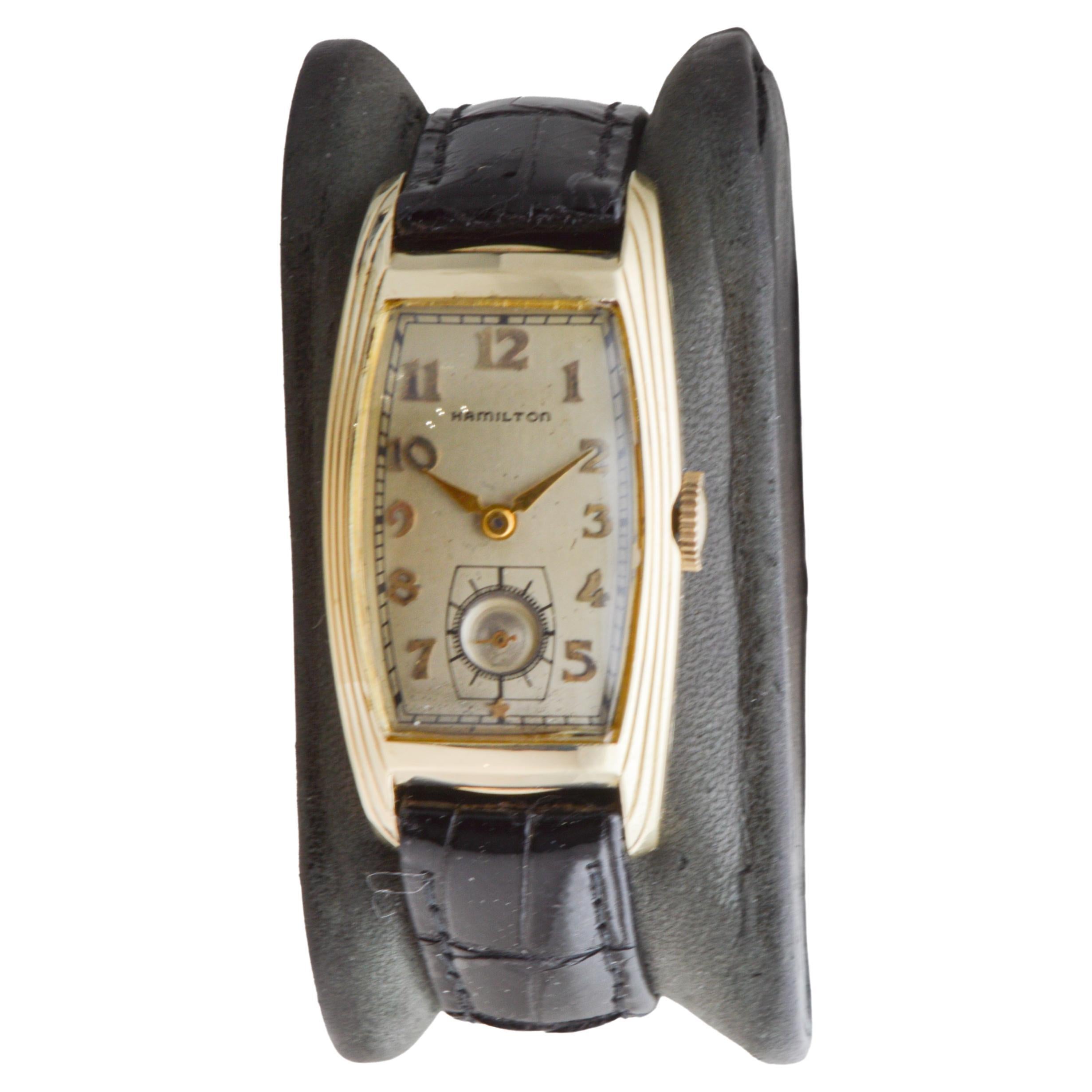 Hamilton Gold Filled Art Deco Curvex Style with Original Silver Dial 1930's For Sale 1
