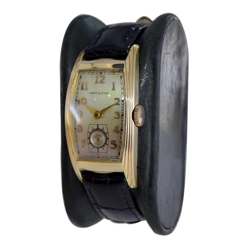 Hamilton Gold Filled Art Deco Curvex Style with Original Silver Dial 1930's For Sale 1