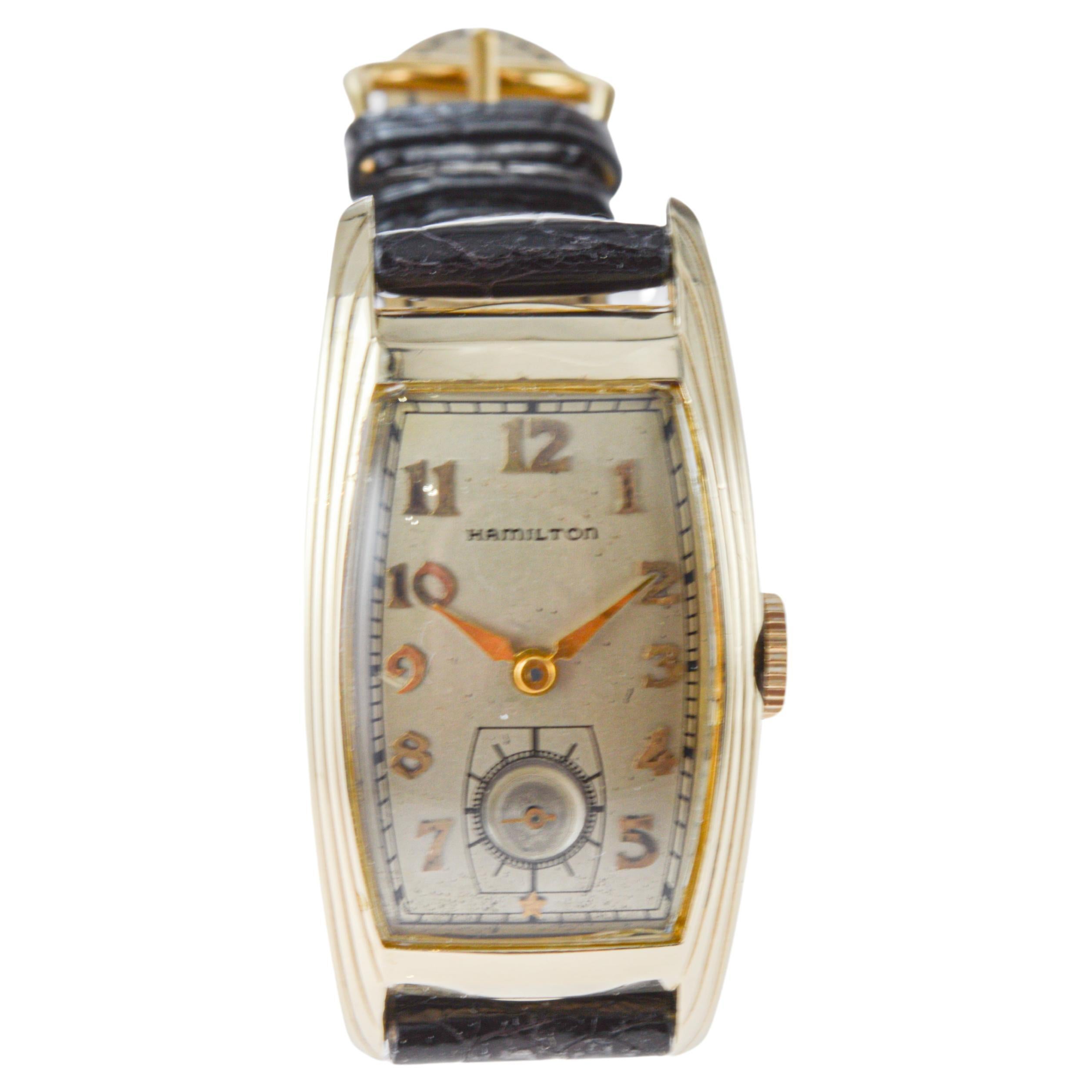 Hamilton Gold Filled Art Deco Curvex Style with Original Silver Dial 1930's For Sale 5