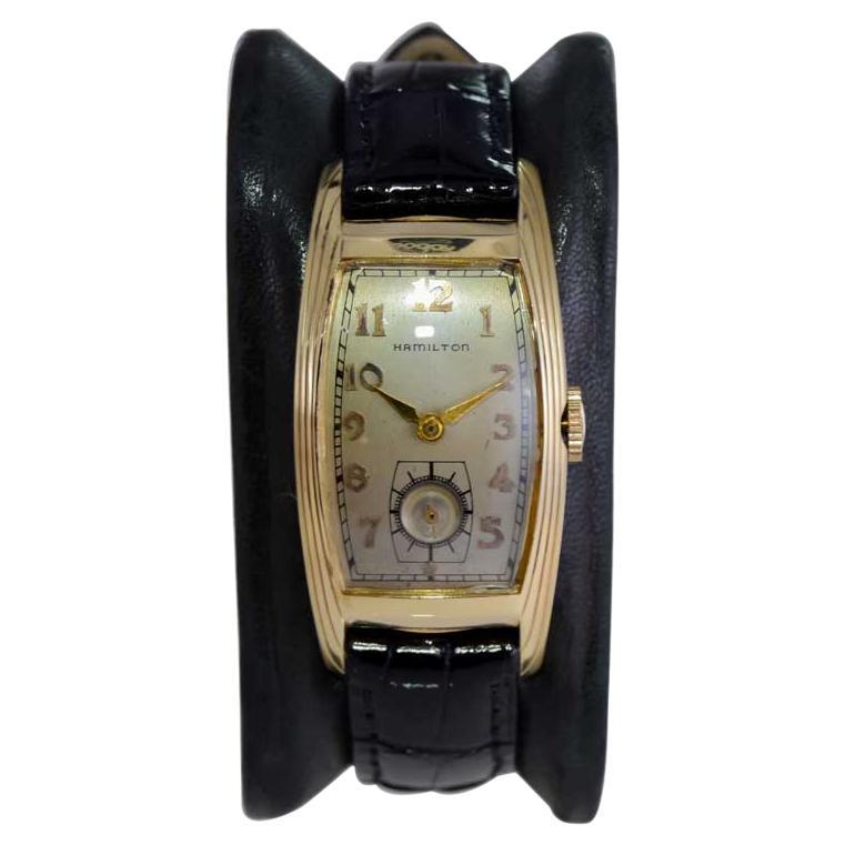 Hamilton Gold Filled Art Deco Curvex Style with Original Silver Dial 1930's