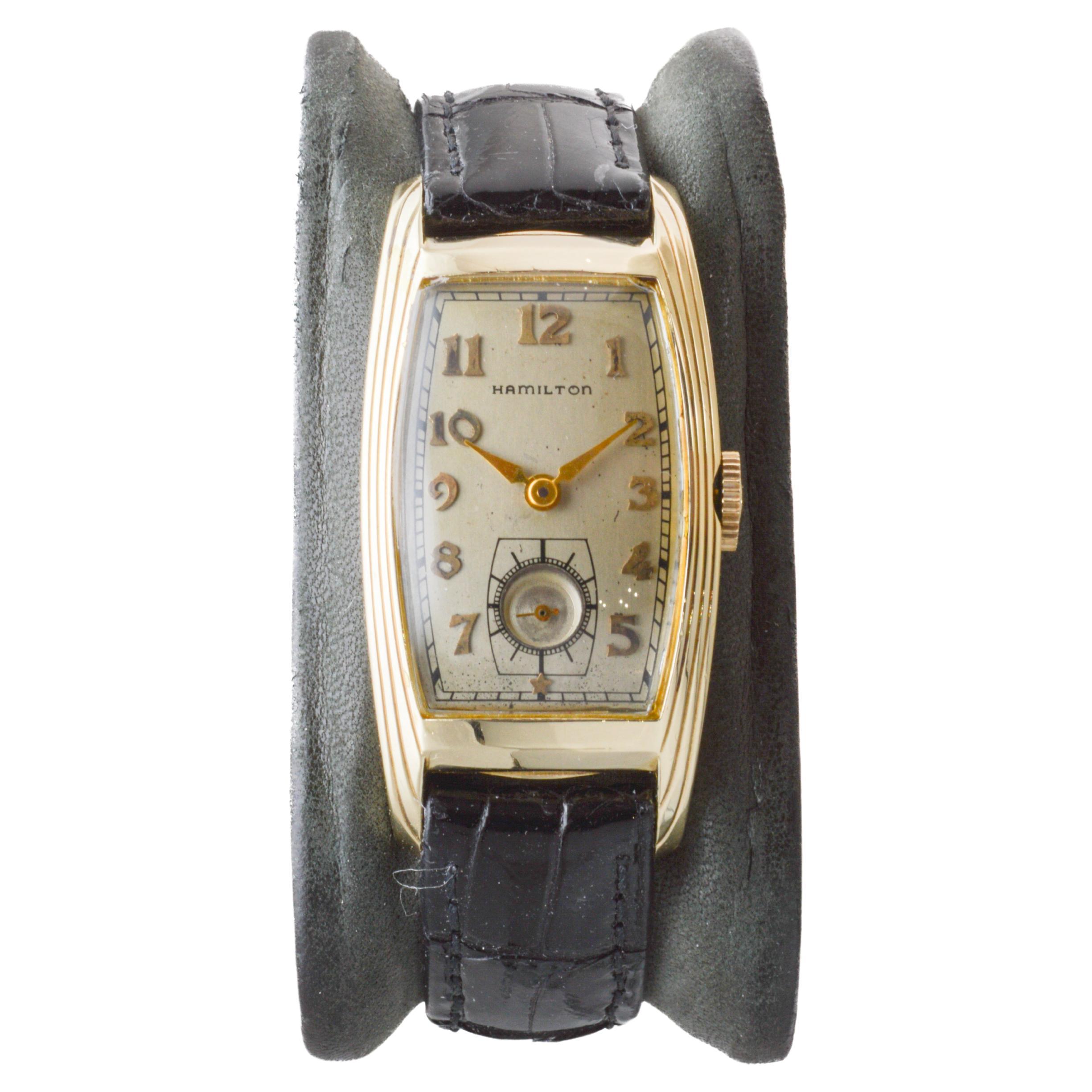 Hamilton Gold Filled Art Deco Curvex Style with Original Silver Dial 1930's