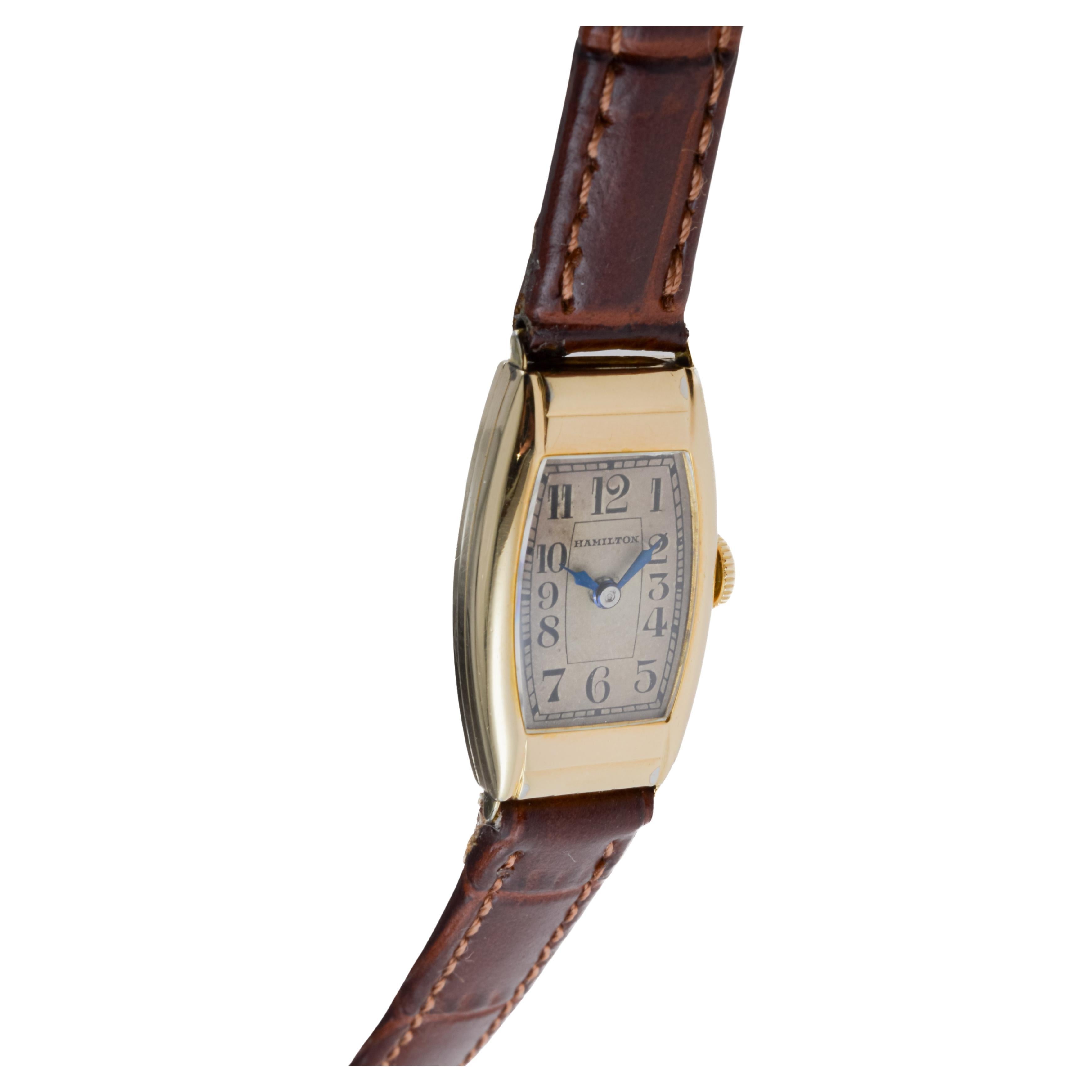 Hamilton Gold Filled Art Deco Tonneau Shaped Watch 1930's with Original Dial 1