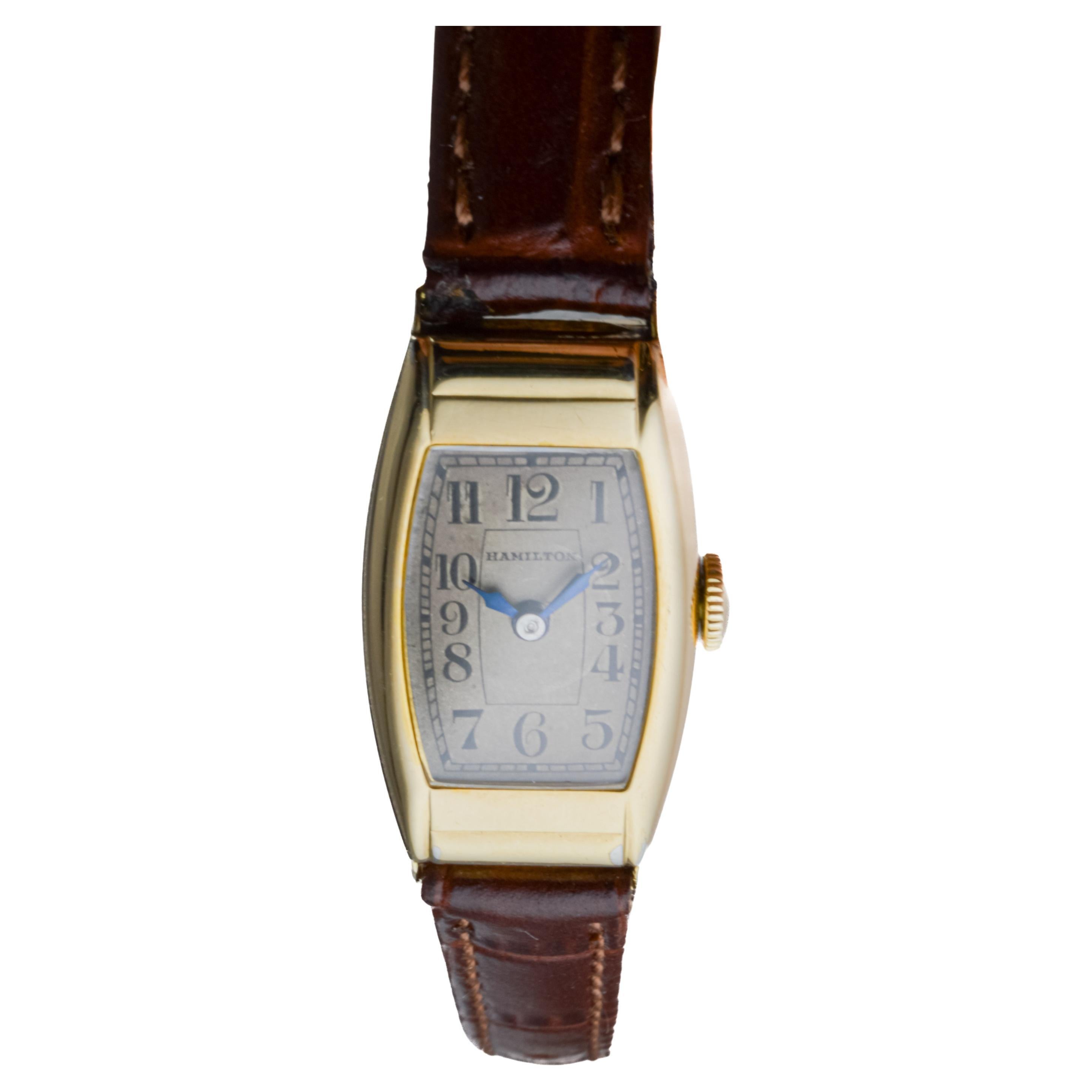 Hamilton Gold Filled Art Deco Tonneau Shaped Watch 1930's with Original Dial 3
