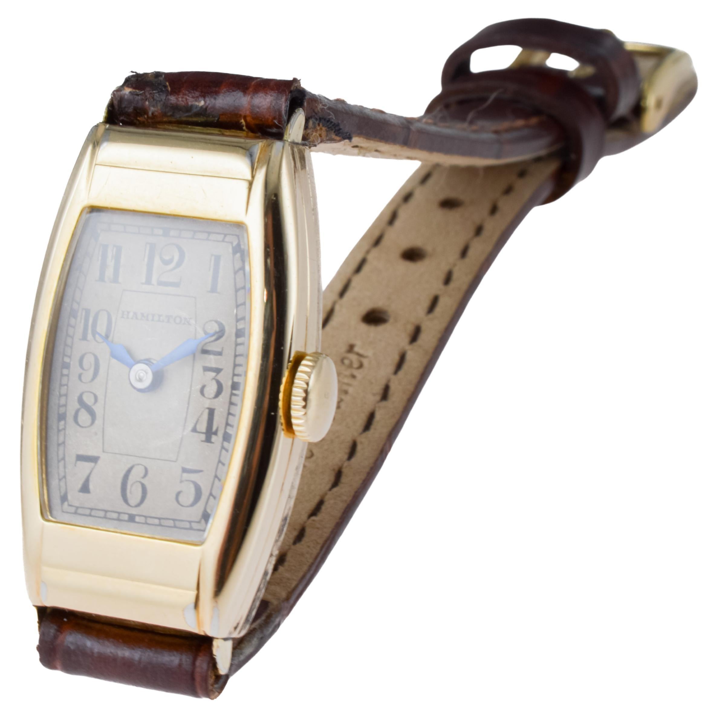 Hamilton Gold Filled Art Deco Tonneau Shaped Watch 1930's with Original Dial 5