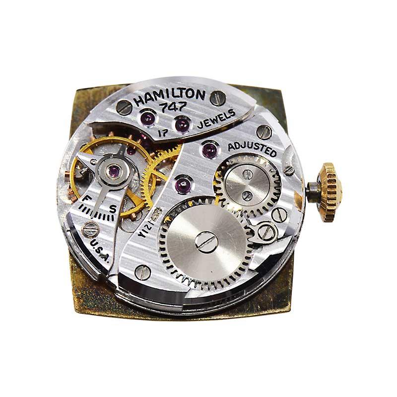 Hamilton Gold Filled Art Deco Tonneau Shaped Watch circa 1950's For Sale 5