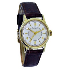 Hamilton Gold Filled Art Deco Watch with Sterling Silver Dial, circa 1940's