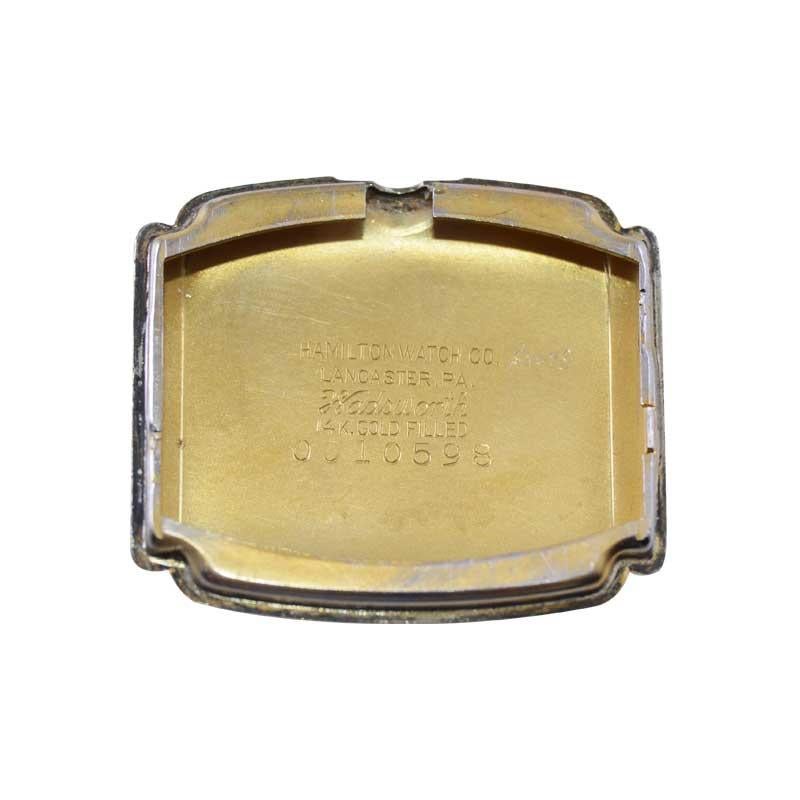 Hamilton Goldgefüllte kissenförmige Uhr mit Original-Sterlingsilber-Zifferblatt 6