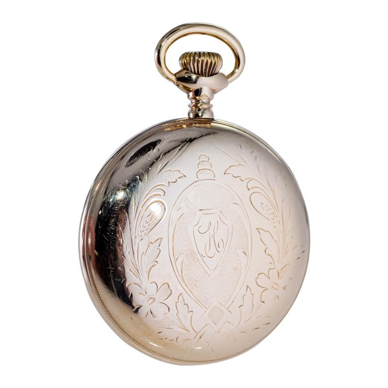 Hamilton Gold Filled Open Faced Pocket Watch with Kiln Fired Dial from 1916 For Sale 4