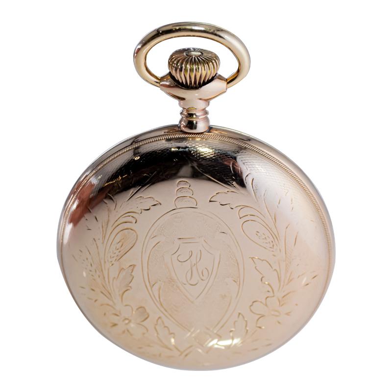 Hamilton Gold Filled Open Faced Pocket Watch with Kiln Fired Dial from 1916 For Sale 5