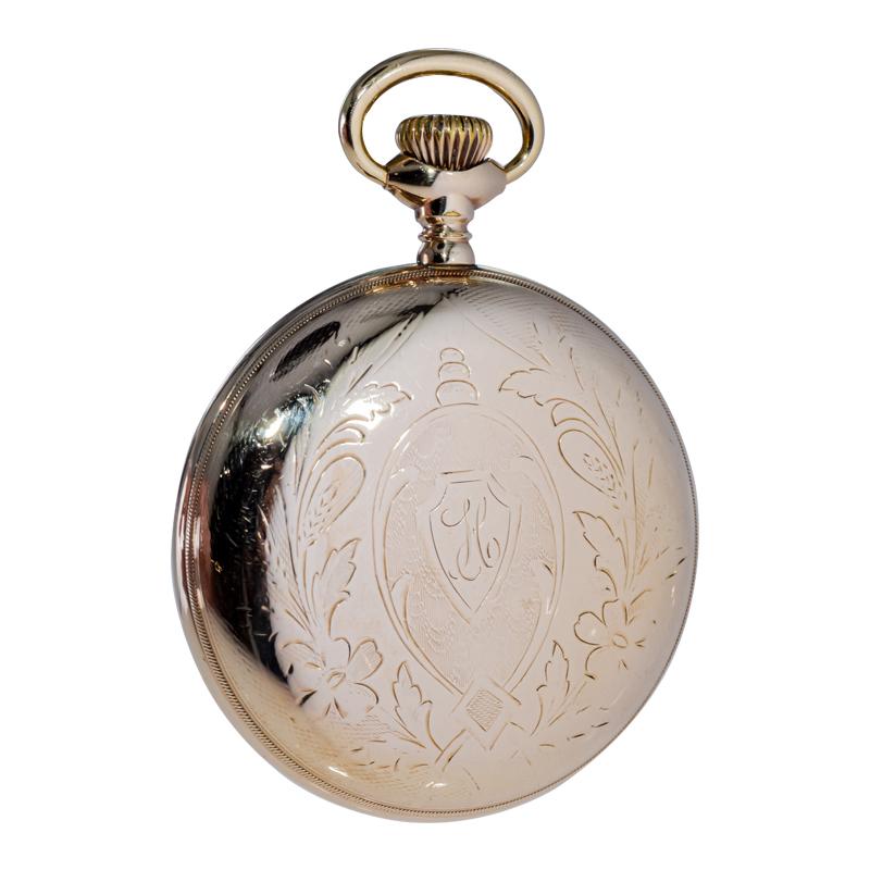 Hamilton Gold Filled Open Faced Pocket Watch with Kiln Fired Dial from 1916 For Sale 6