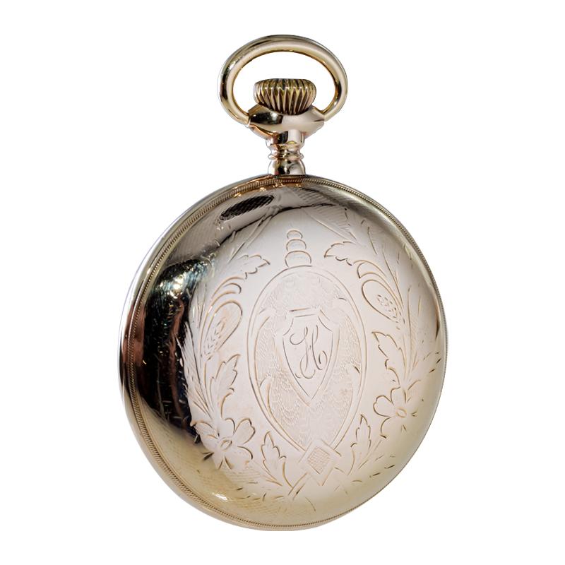 Hamilton Gold Filled Open Faced Pocket Watch with Kiln Fired Dial from 1916 For Sale 7