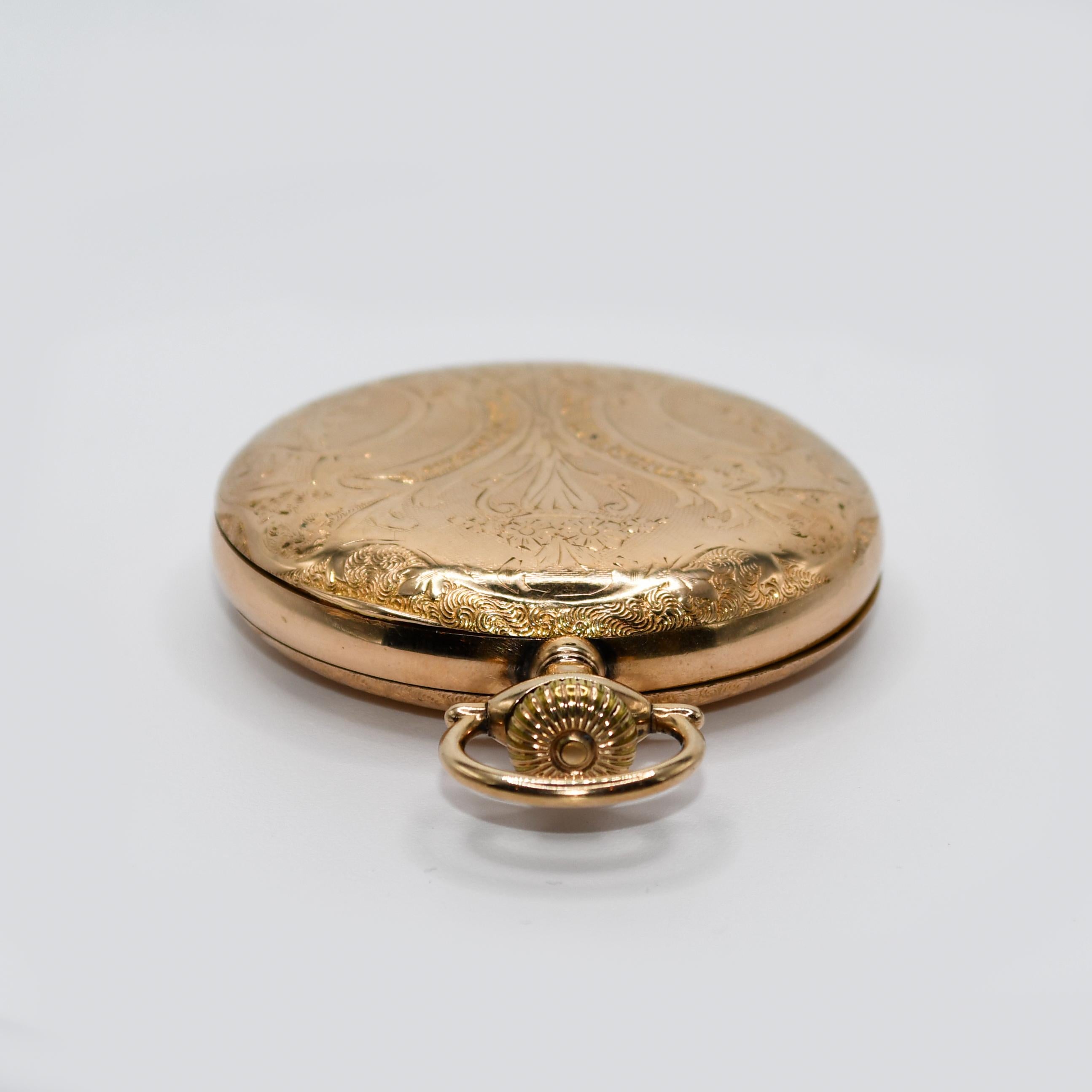 Hamilton Goldgefüllte Taschenuhr, 21 Juwelen, Größe 16 im Zustand „Hervorragend“ im Angebot in Laguna Beach, CA