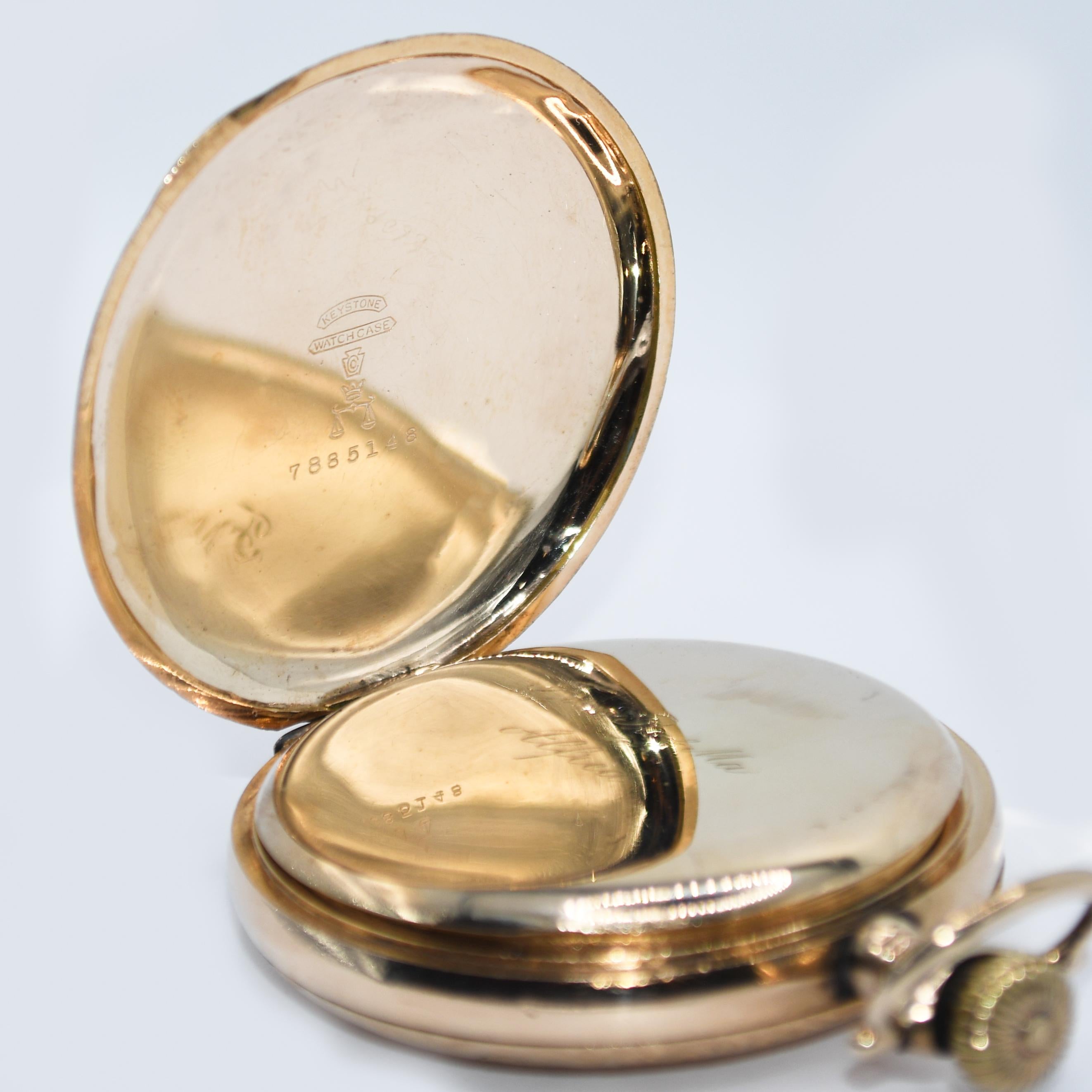 Hamilton Goldgefüllte Taschenuhr, 21 Juwelen, Größe 16 im Angebot 3