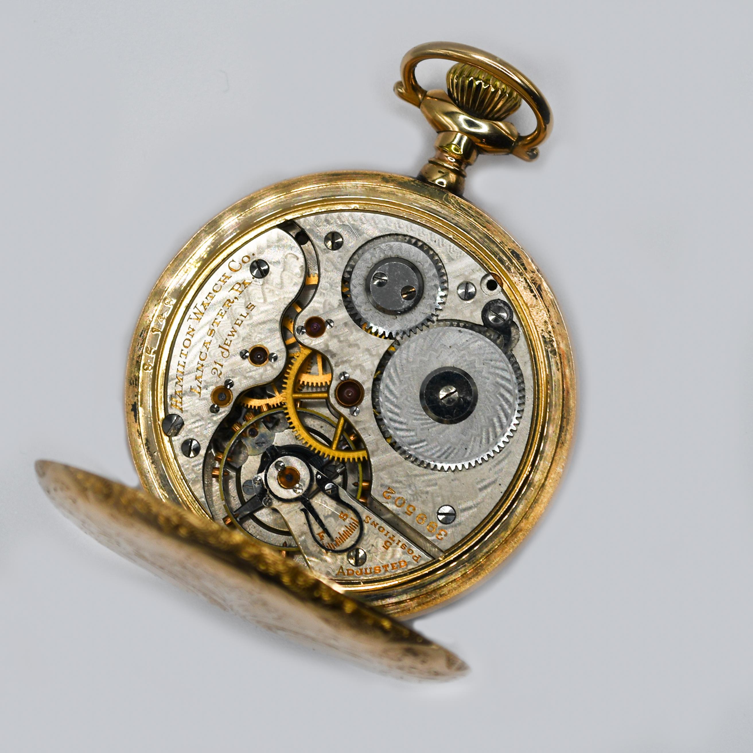 Hamilton Gold Filled Pocket Watch, 21 jewels, Size 16 For Sale 2
