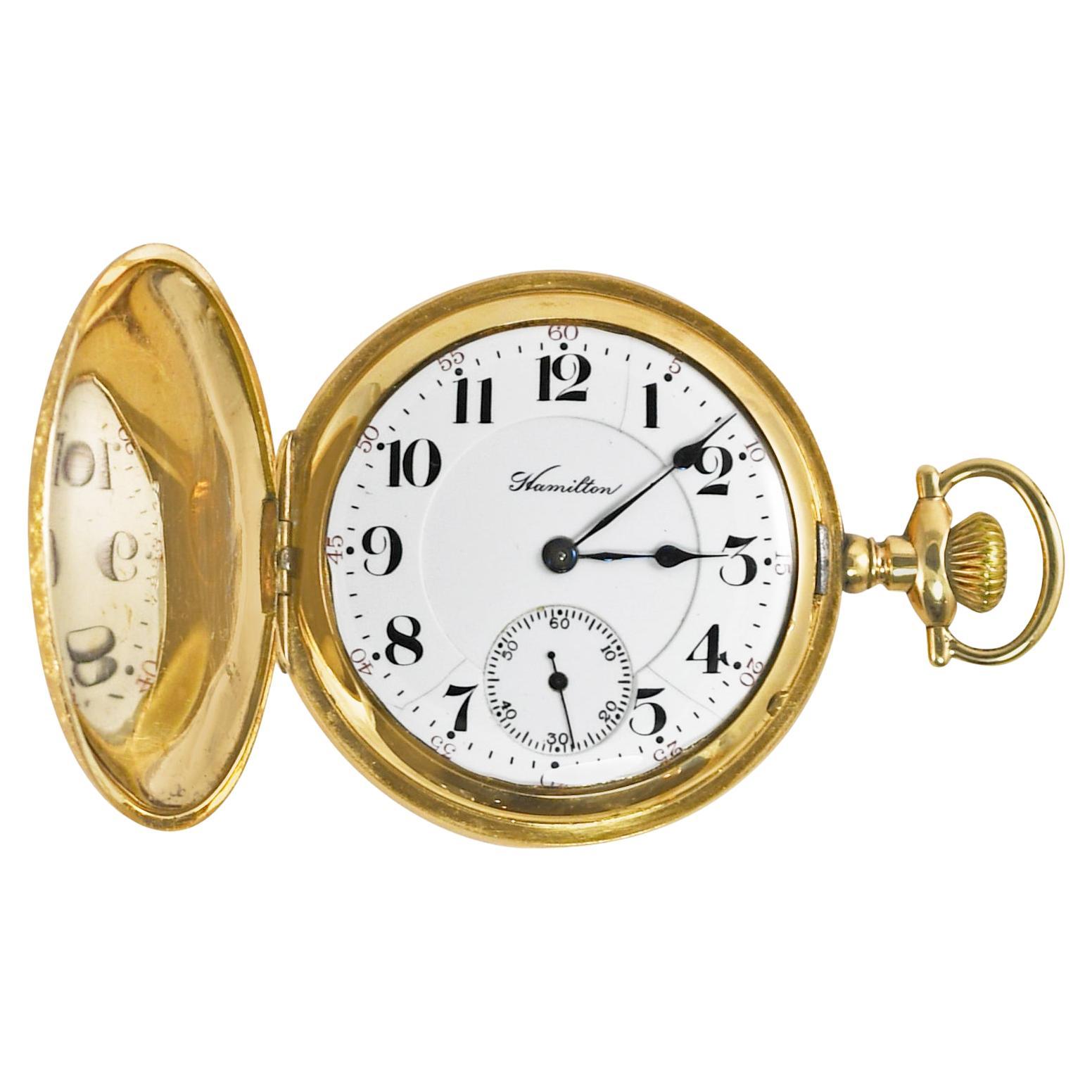 Hamilton Gold Filled Pocket Watch, 21 jewels, Size 16 For Sale