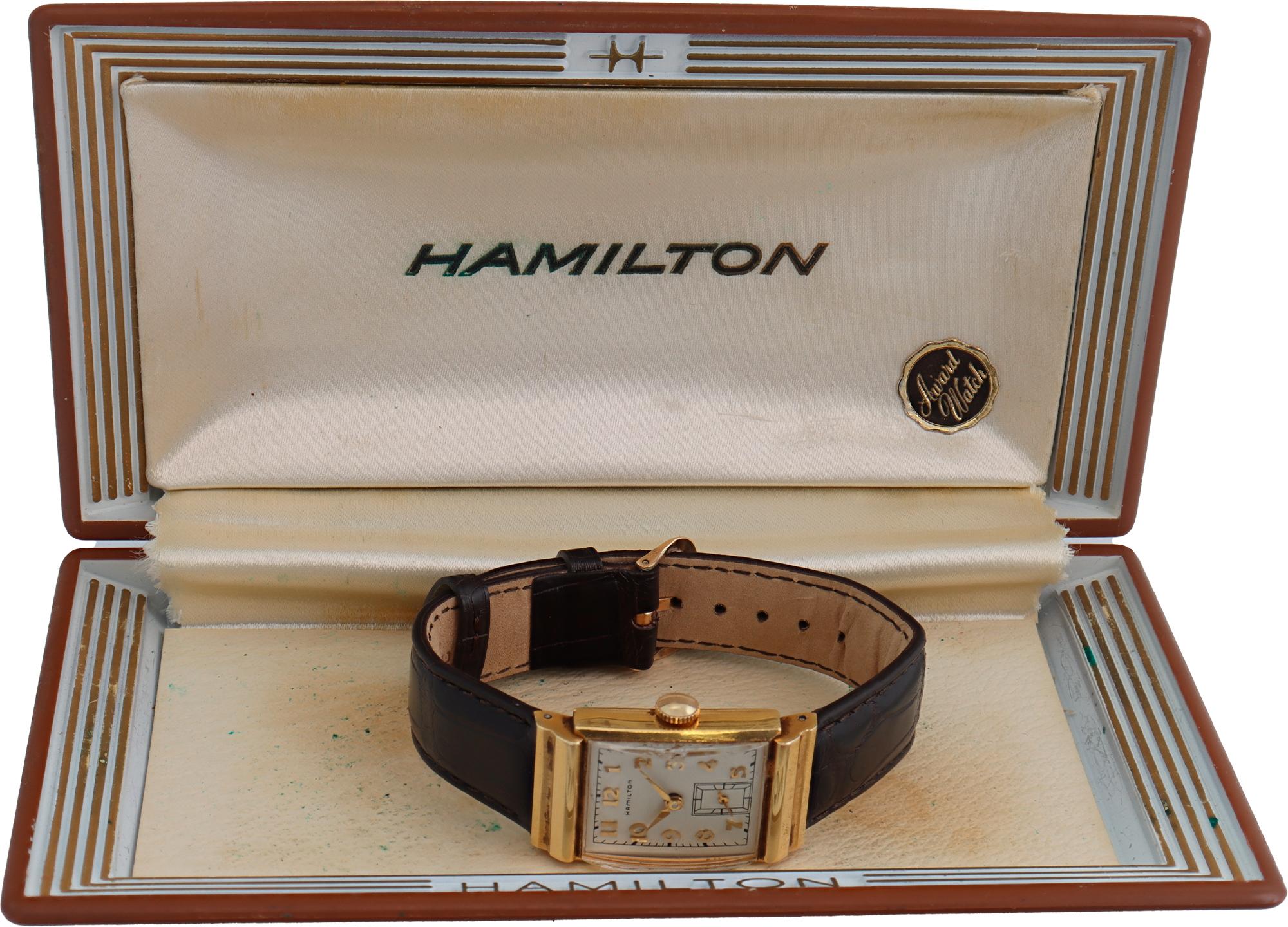 Hamilton Gordon Vintage Yellow Gold Manual Wind Wristwatch For Sale 1