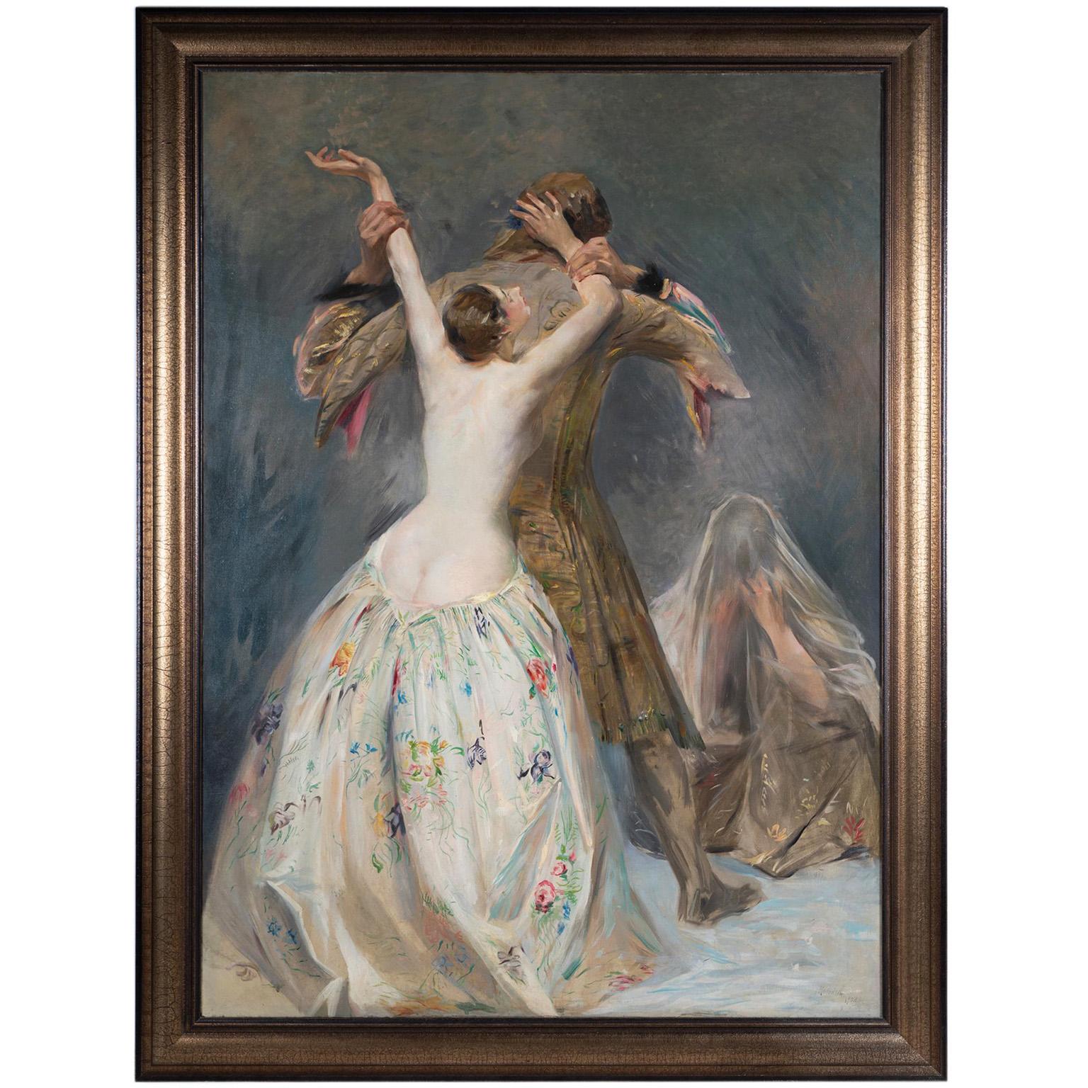 Óleo sobre lienzo que representa a los personajes de William Shakespeare "Otelo y Desdémona"