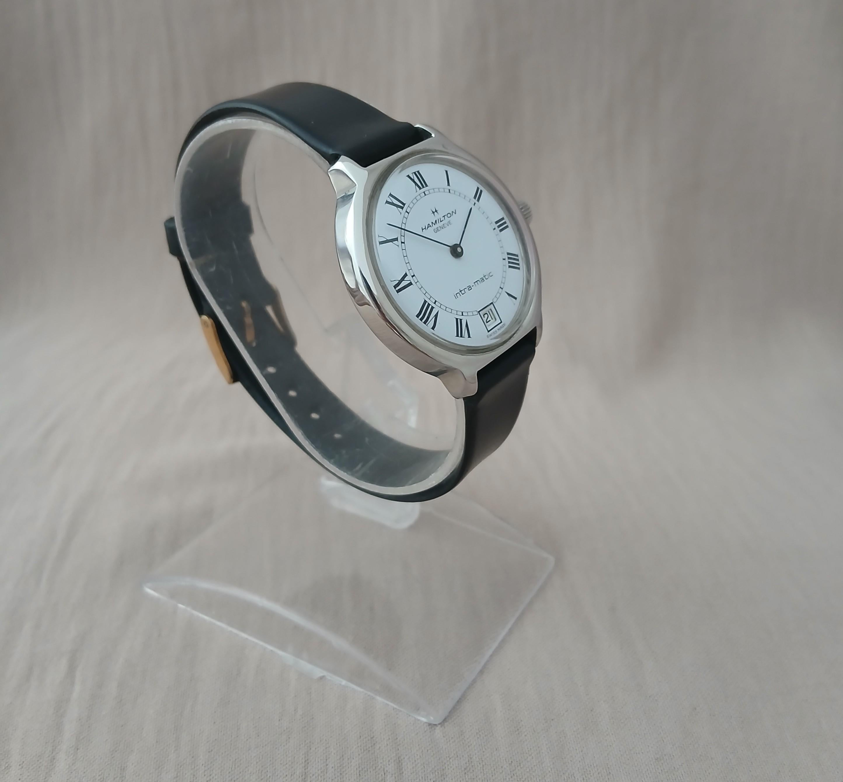 Hamilton Intra-Matic Automatik Herrenuhr Römisches Zifferblatt Datum Herrenuhr In Herkunft im Angebot 6