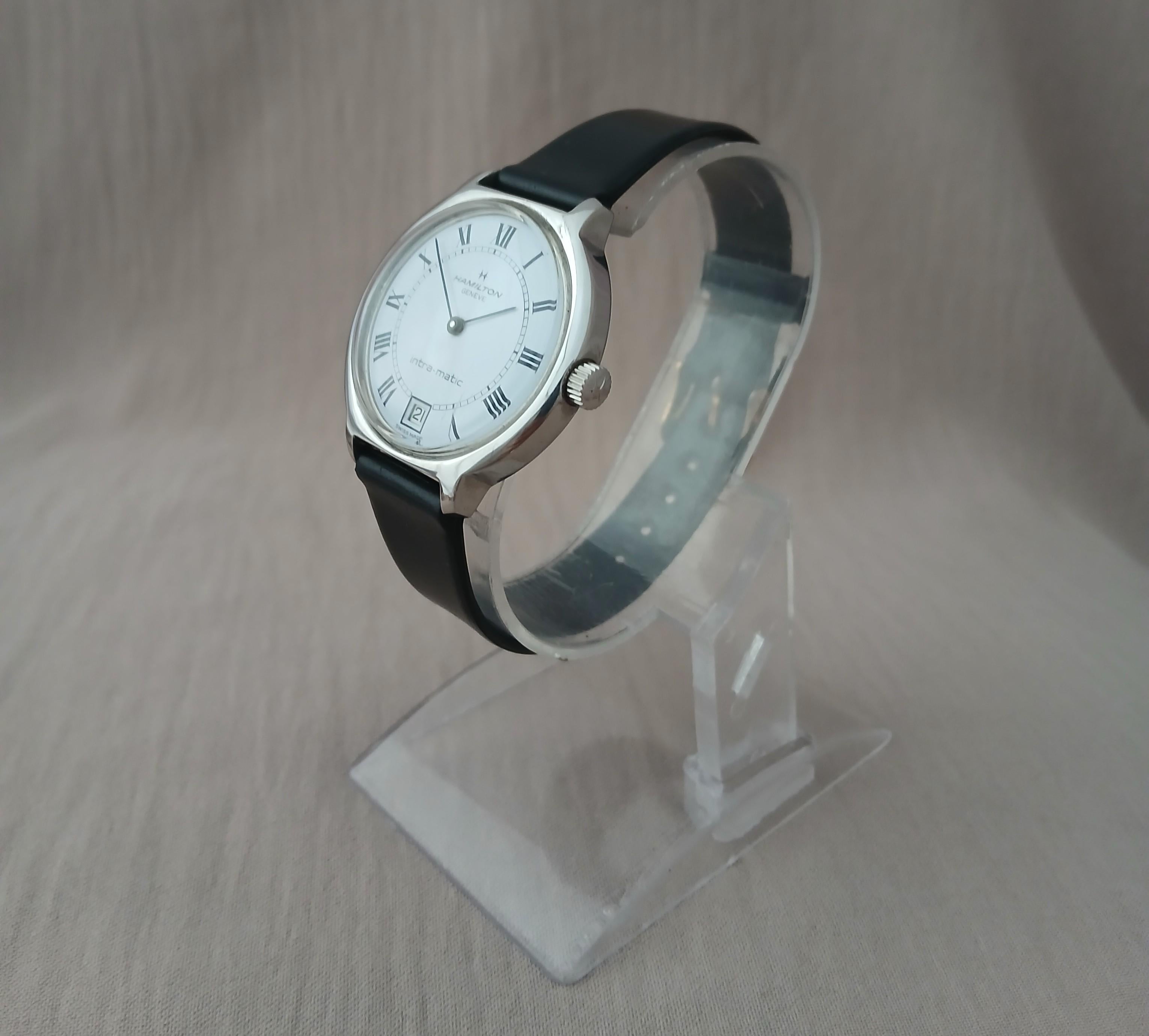 Hamilton Intra-Matic Automatik Herrenuhr Römisches Zifferblatt Datum Herrenuhr In Herkunft im Angebot 7