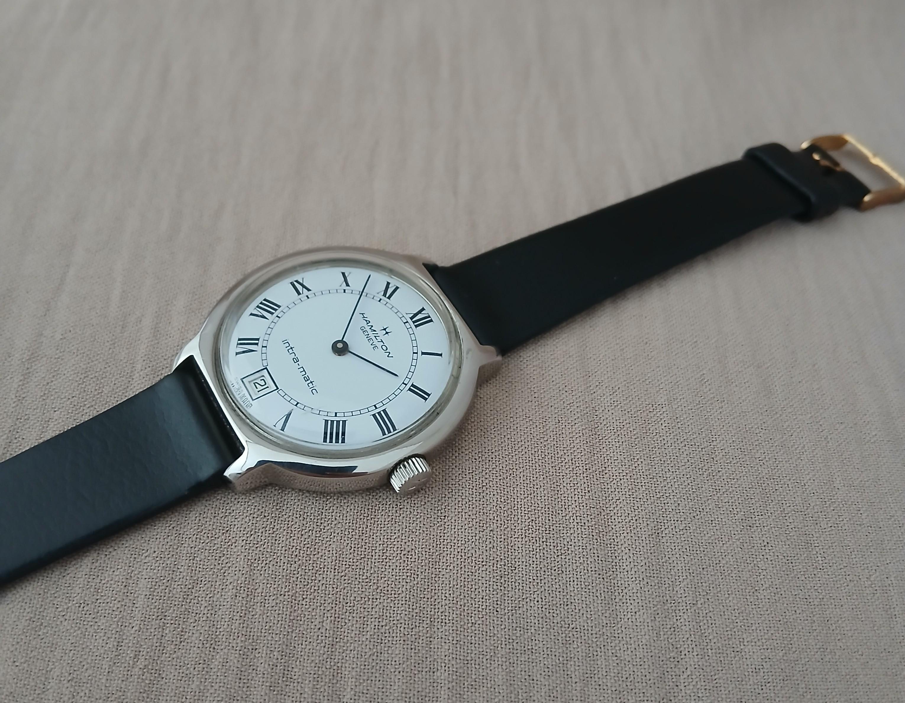 Hamilton Intra-Matic Automatik Herrenuhr Römisches Zifferblatt Datum Herrenuhr In Herkunft im Angebot 8