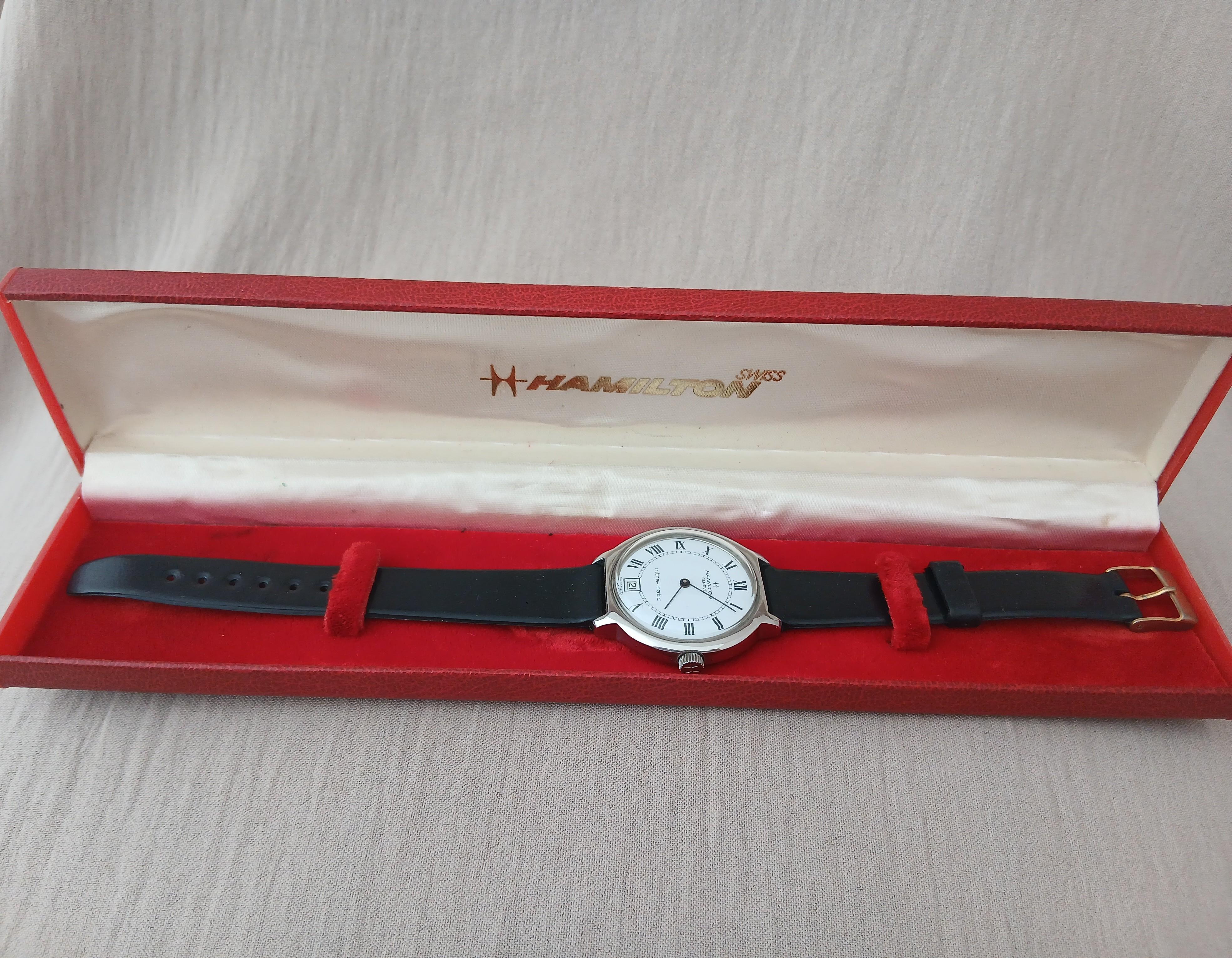 Hamilton Intra-Matic Automatik Herrenuhr Römisches Zifferblatt Datum Herrenuhr In Herkunft im Angebot 12