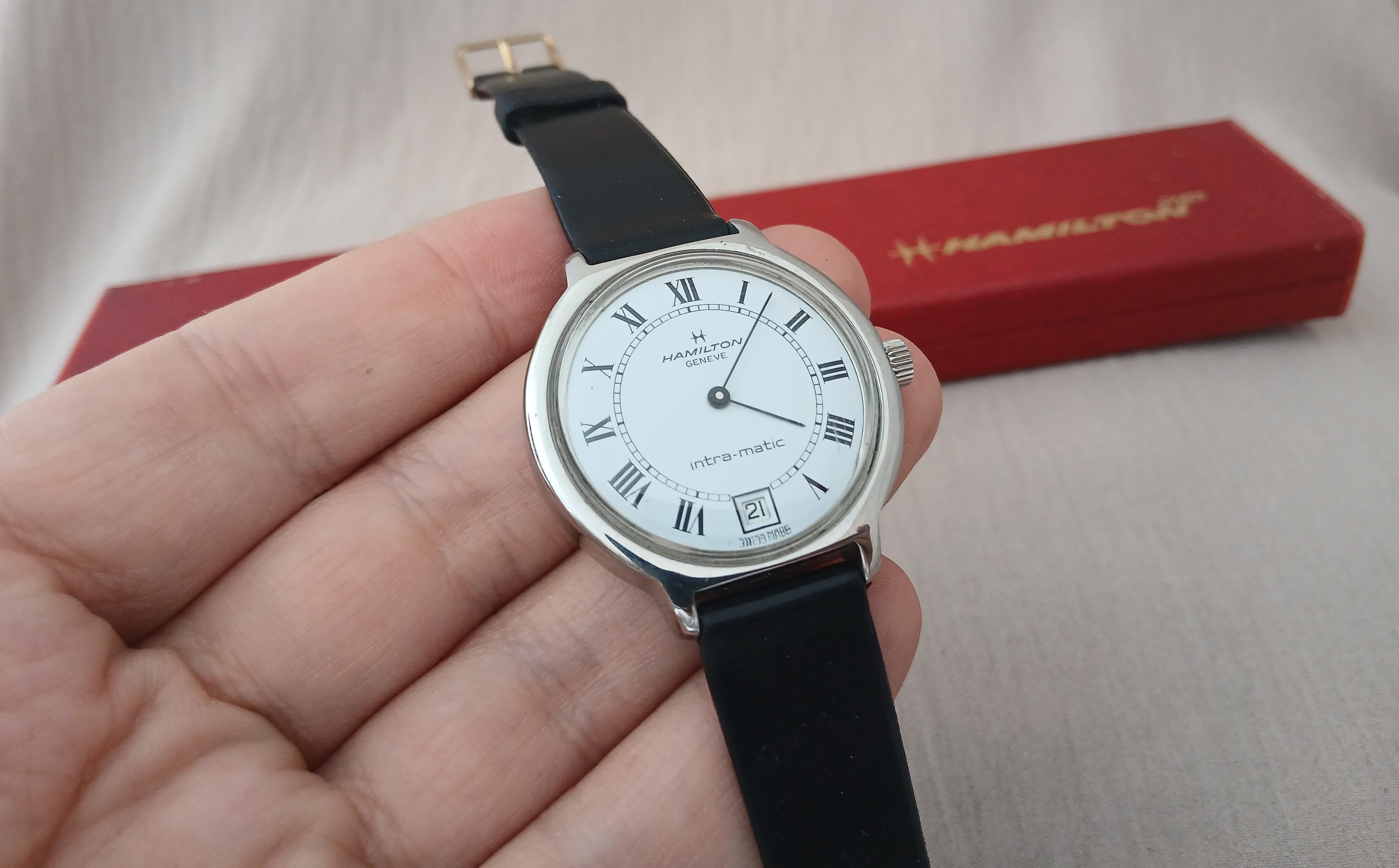 Hamilton Intra-Matic Automatik Herrenuhr Römisches Zifferblatt Datum Herrenuhr In Herkunft im Angebot 13