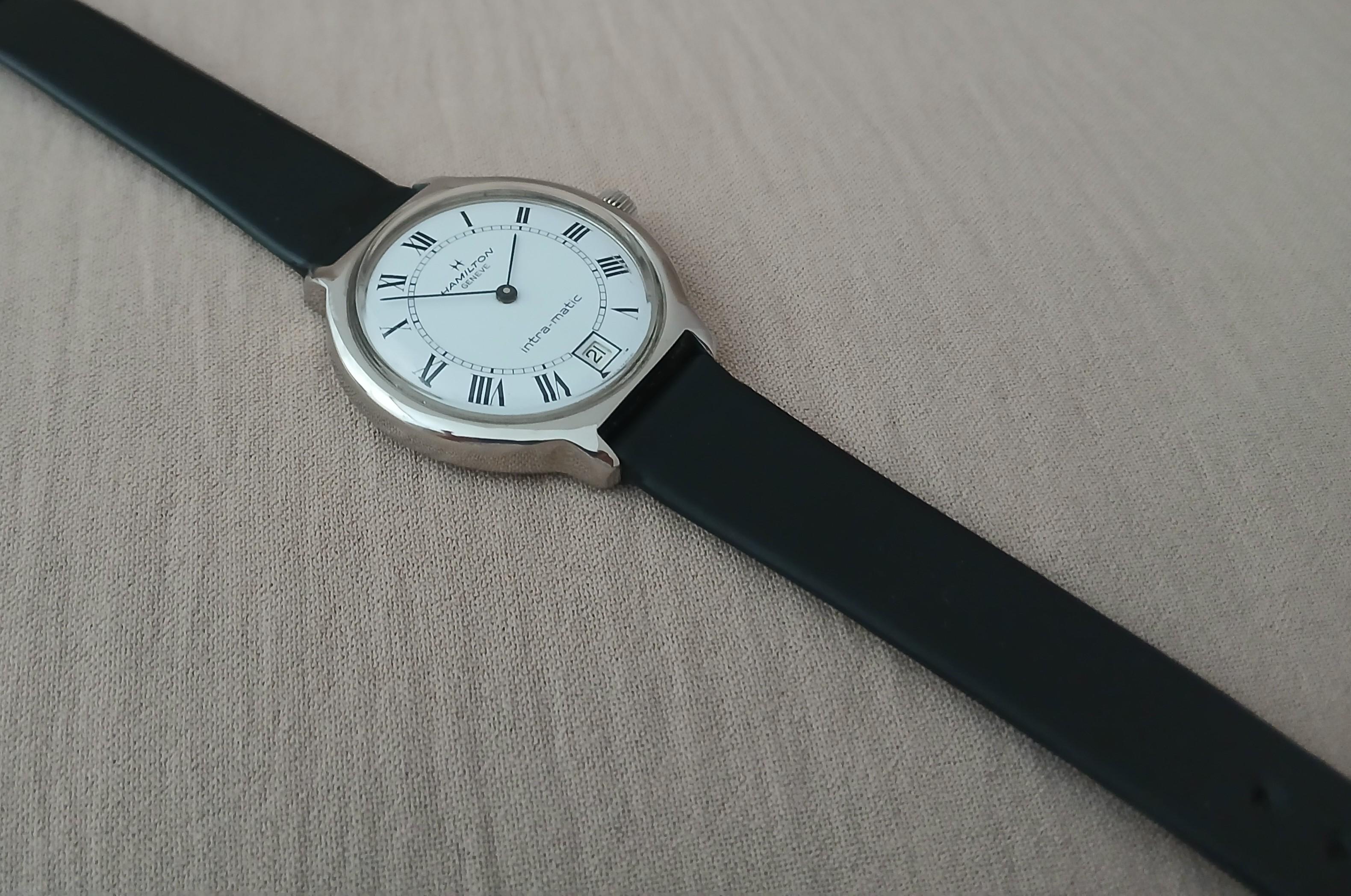 Hamilton Intra-Matic Automatik Herrenuhr Römisches Zifferblatt Datum Herrenuhr In Herkunft im Angebot 2