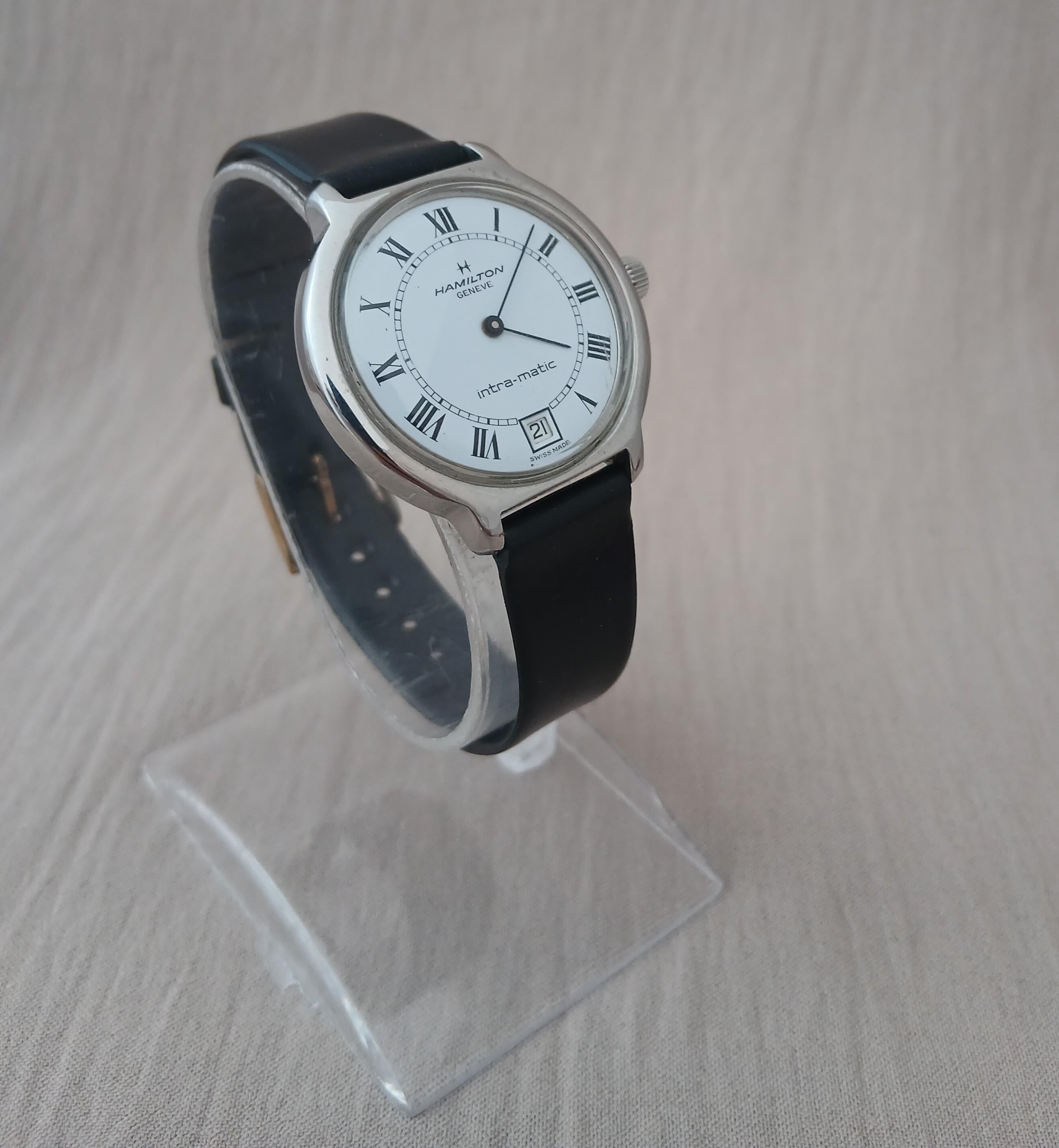 Hamilton Intra-Matic Automatik Herrenuhr Römisches Zifferblatt Datum Herrenuhr In Herkunft im Angebot 3