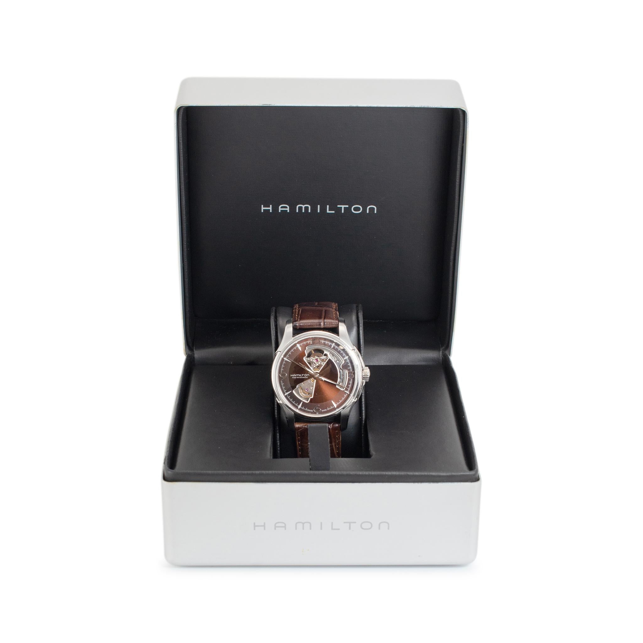 Hamilton Jazzmaster Open Heart 40MM H325650 Brown Dial Edelstahl Uhr 4