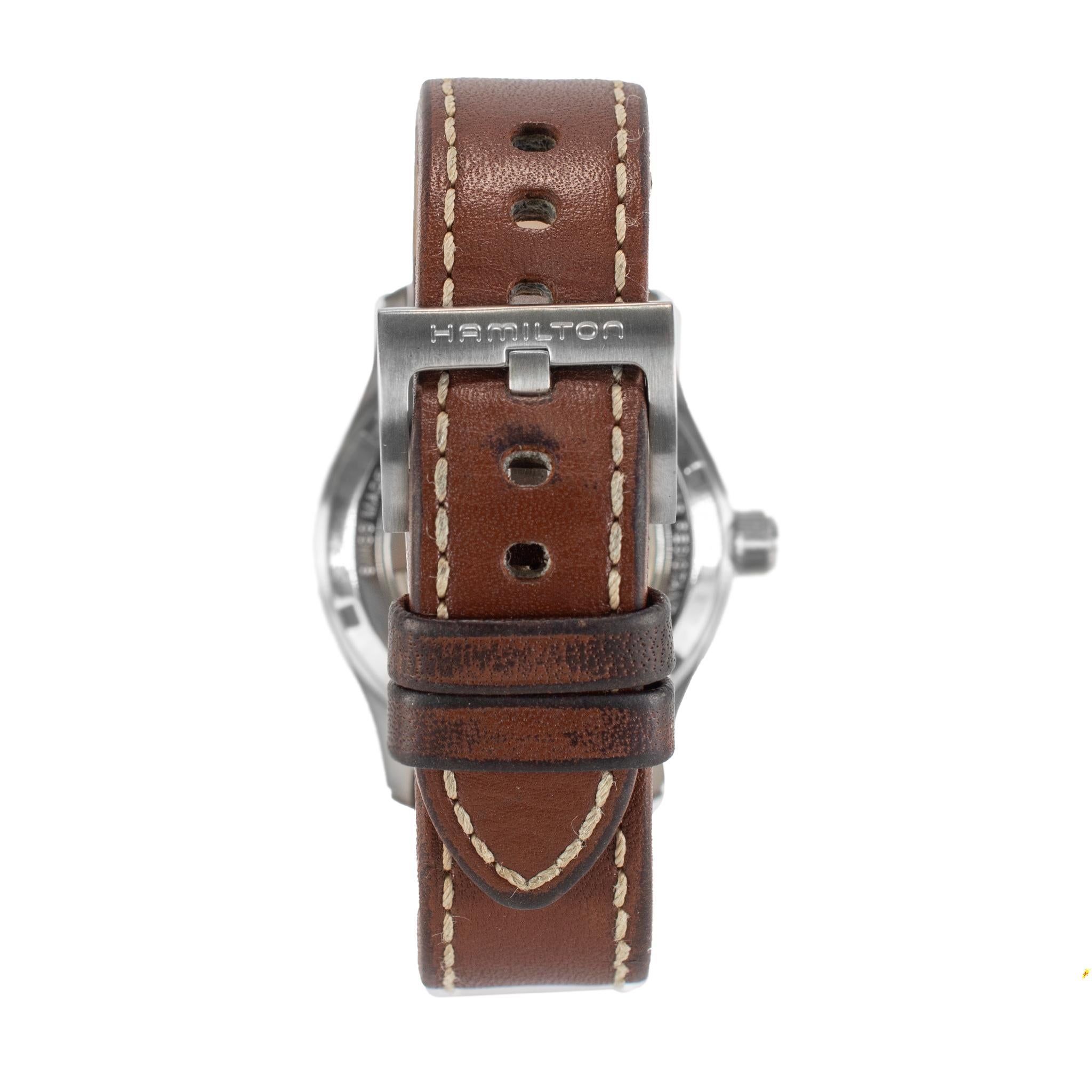 Men's Hamilton Khaki Field Auto 38MM H70551 Brown Leather Steel Automatic Watch For Sale