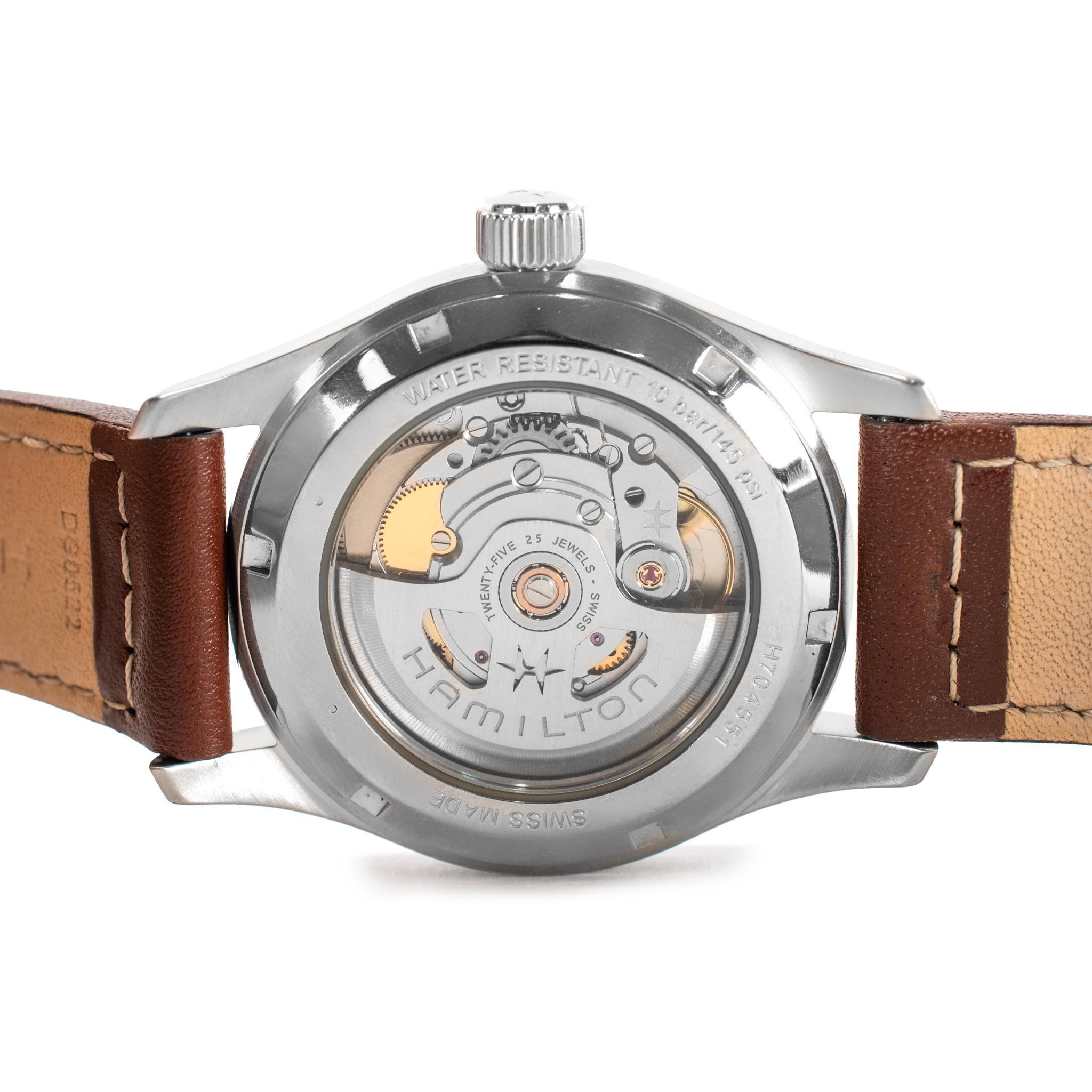 Hamilton Khaki Field Auto 38MM H70551 Brown Leather Steel Automatic Watch For Sale 3