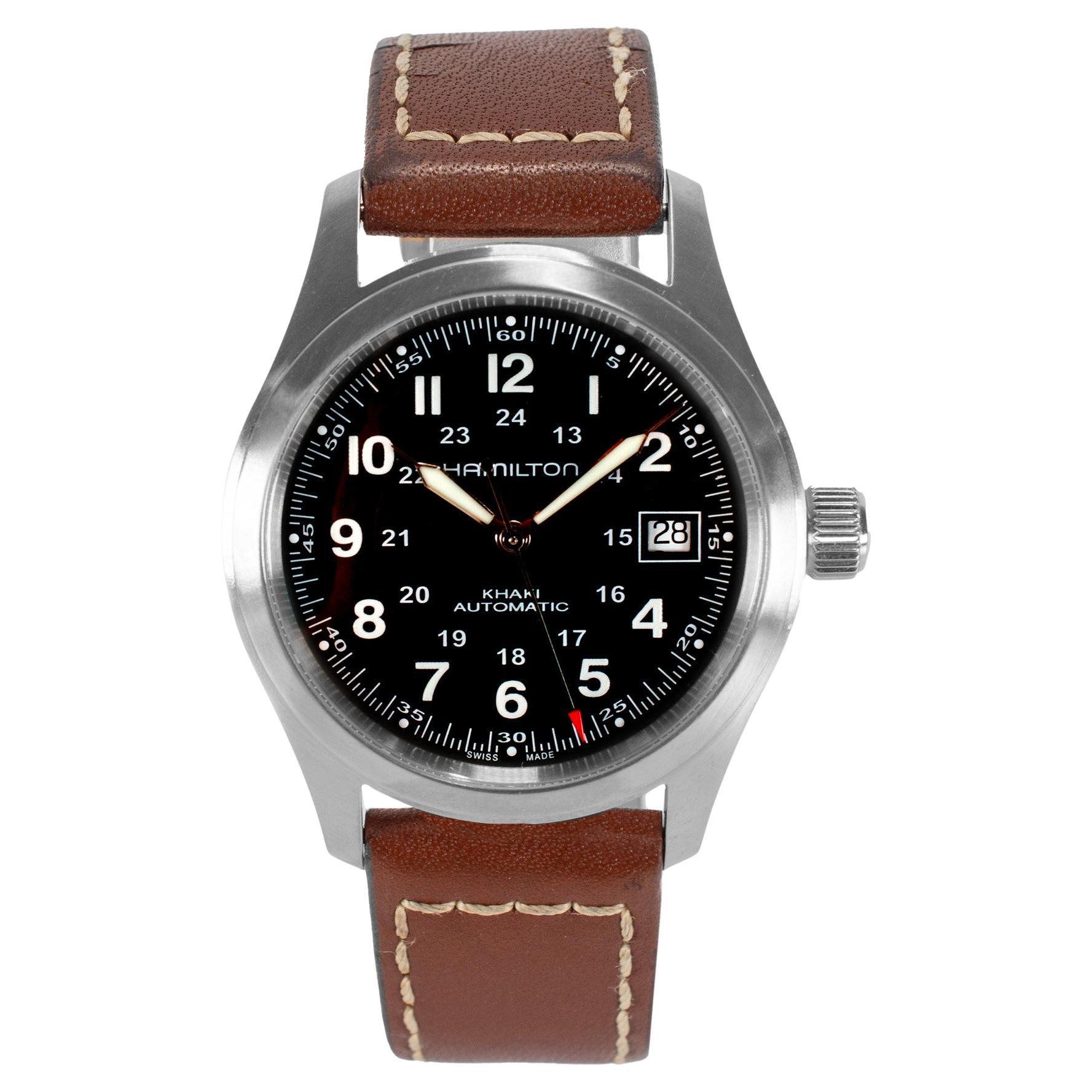 Hamilton Khaki Field Auto 38MM H70551 Brown Leather Steel Automatic Watch For Sale