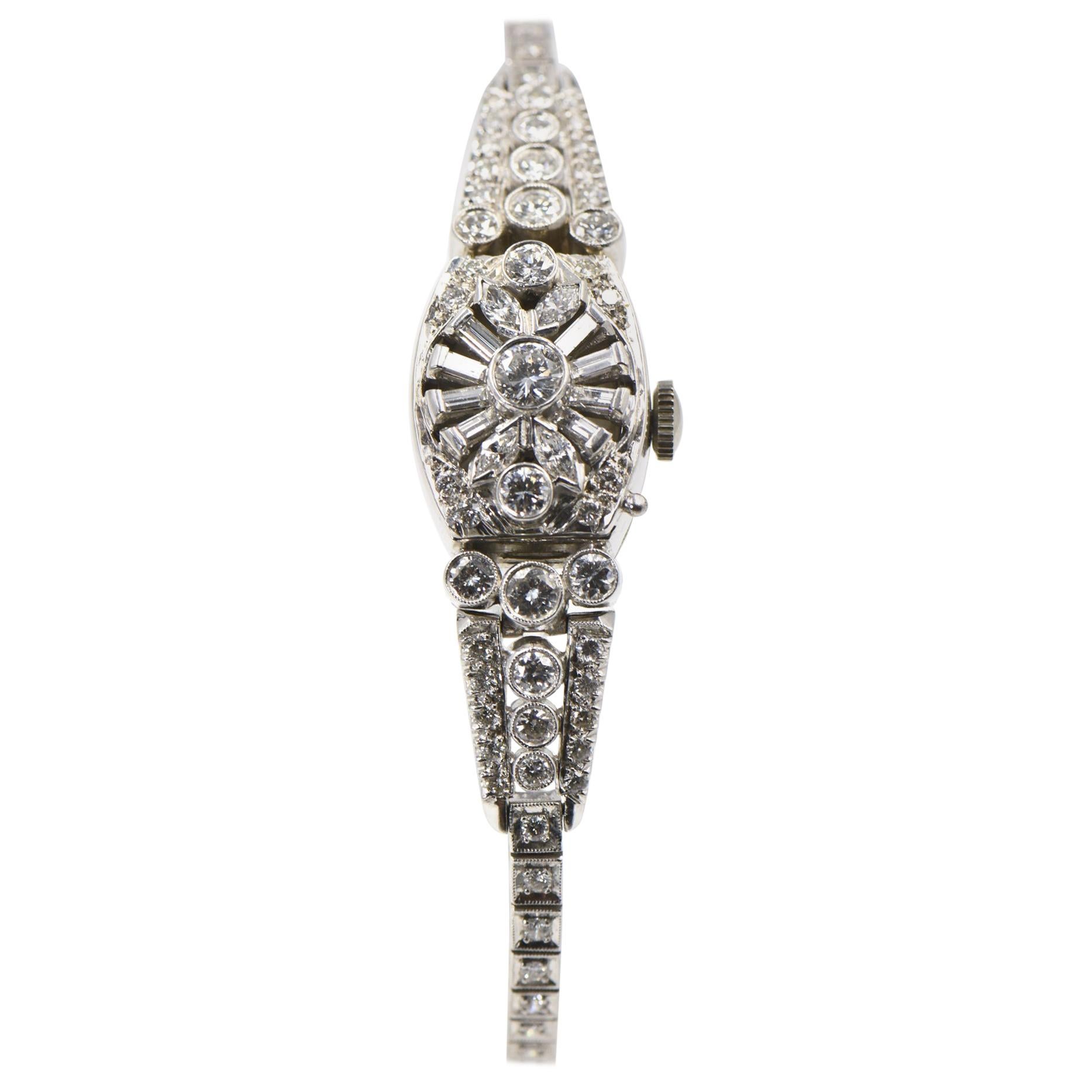 Hamilton Ladies Covered Diamond Platinum Cocktail Dress Wristwatch