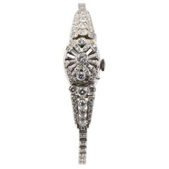 Vintage Hamilton Ladies Covered Diamond Platinum Cocktail Dress Wristwatch