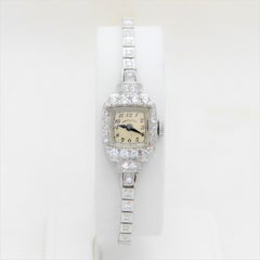 Hamilton Ladies Platinum Diamond Art Deco manual Wristwatch, circa 1930