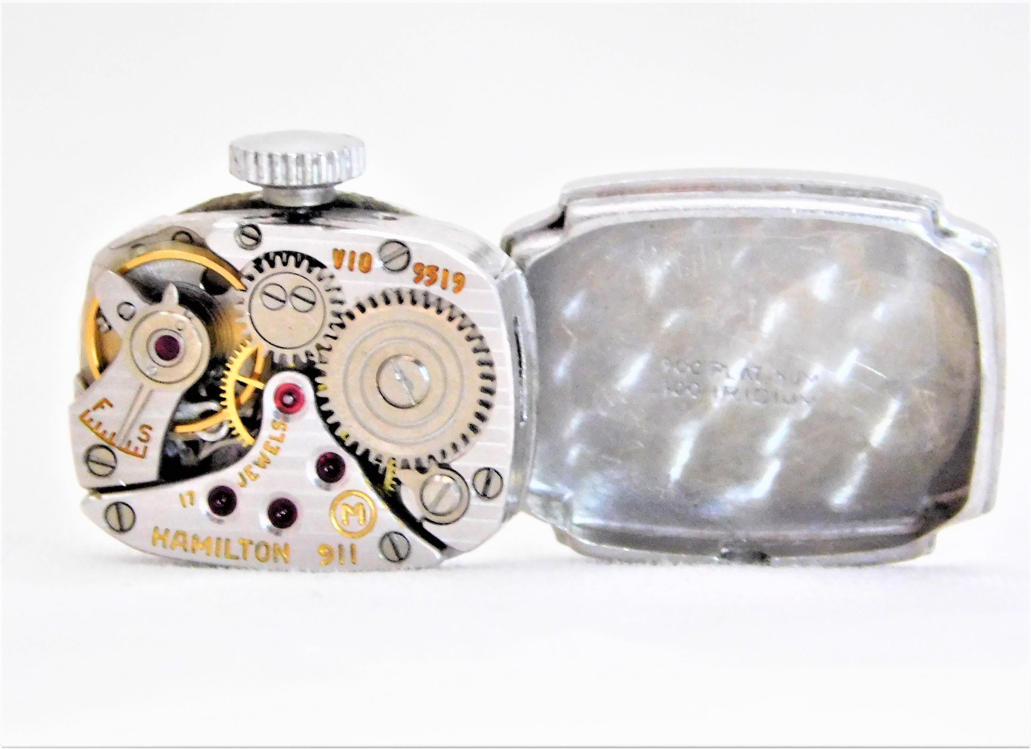 Hamilton Ladies Platinum Diamond Art Deco manual Wristwatch, circa 1930 1