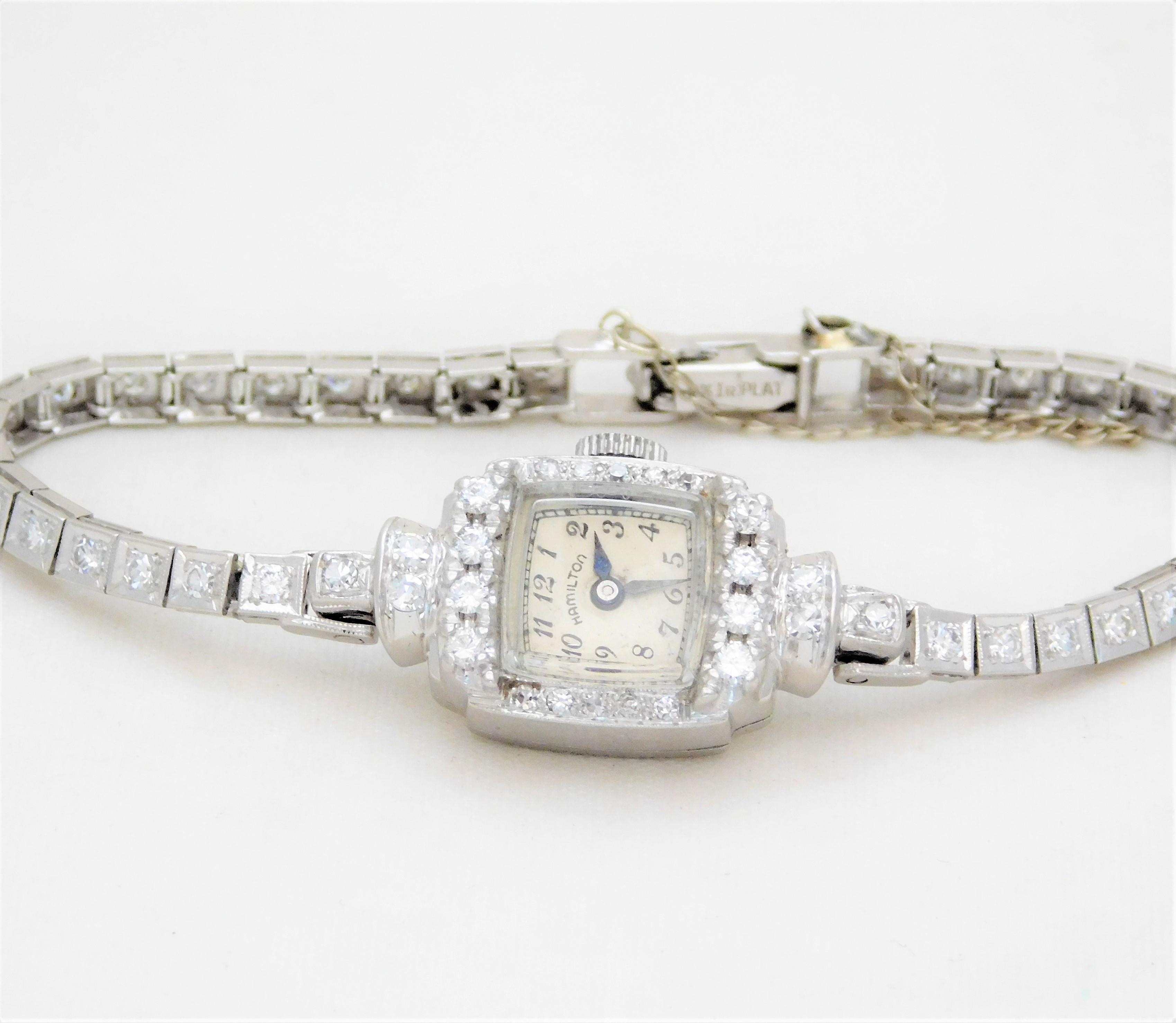 Hamilton Ladies Platinum Diamond Art Deco manual Wristwatch, circa 1930 2