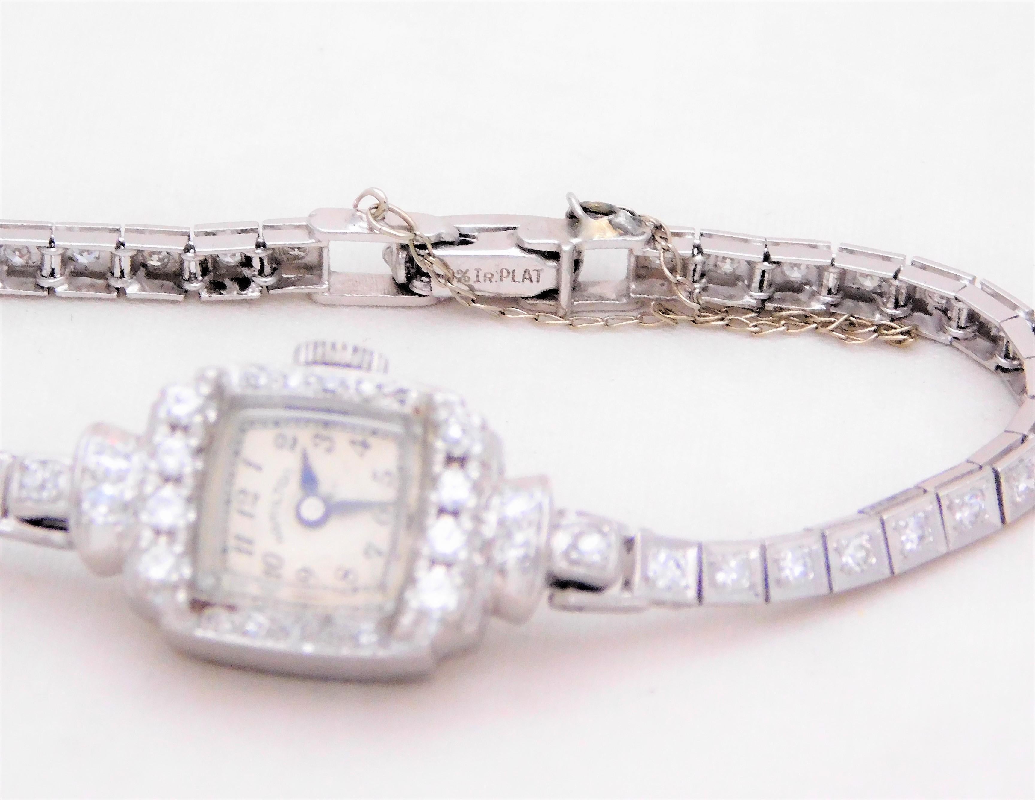 Hamilton Ladies Platinum Diamond Art Deco manual Wristwatch, circa 1930 3