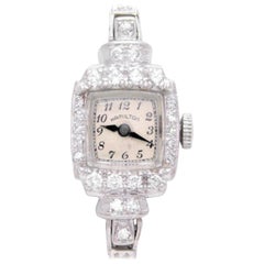 Hamilton Ladies Platinum Diamond Art Deco manual Wristwatch, circa 1930