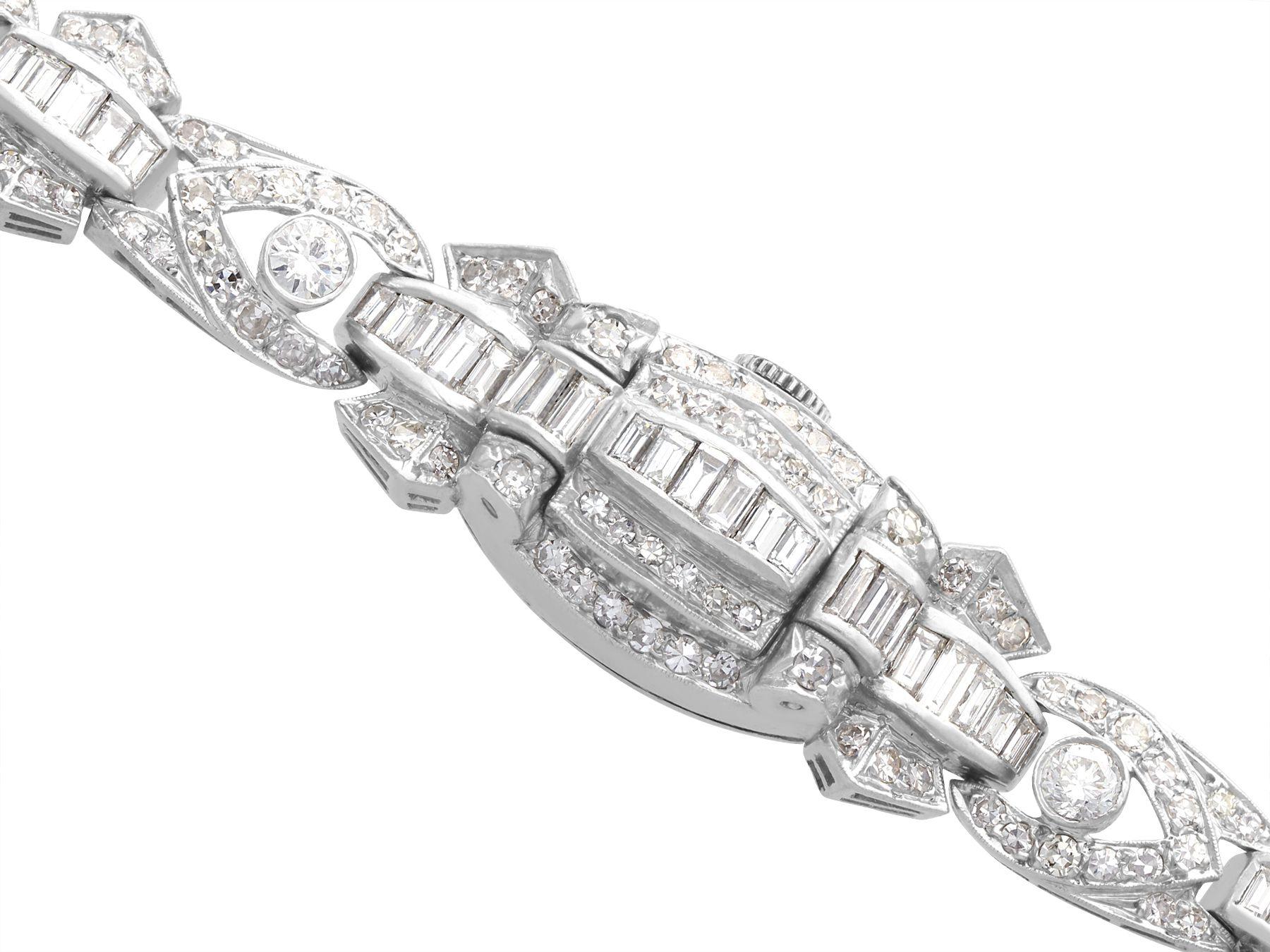 Taille baguette 5.32 Ct Diamond Hamilton Platinum Cocktail Watch en vente