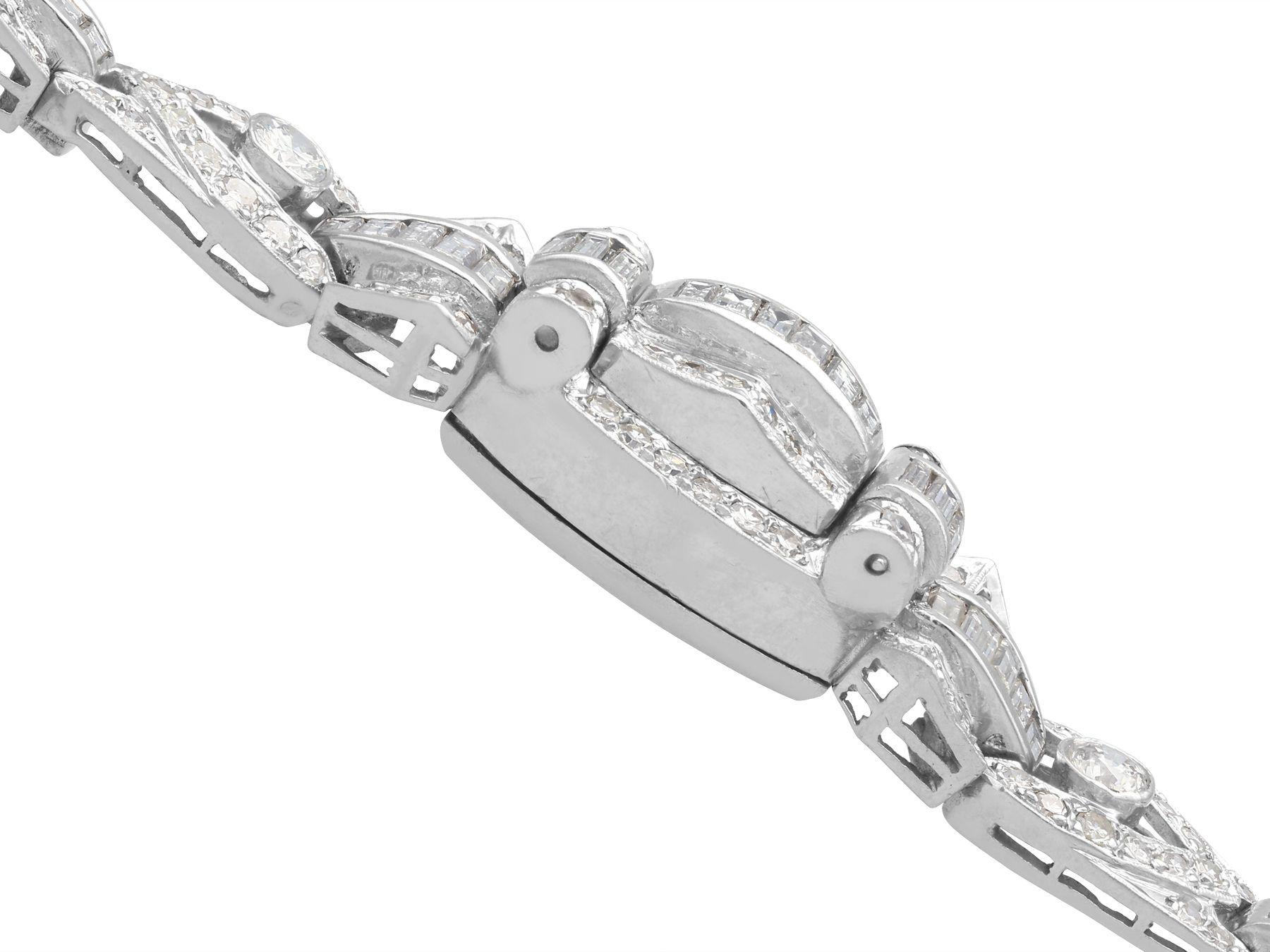 Baguette Cut 5.32 Carat Diamond Hamilton Platinum Cocktail Watch