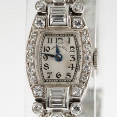 Hamilton Ladies Platinum Diamond Dress Watch Delicate Filigree Movement #911