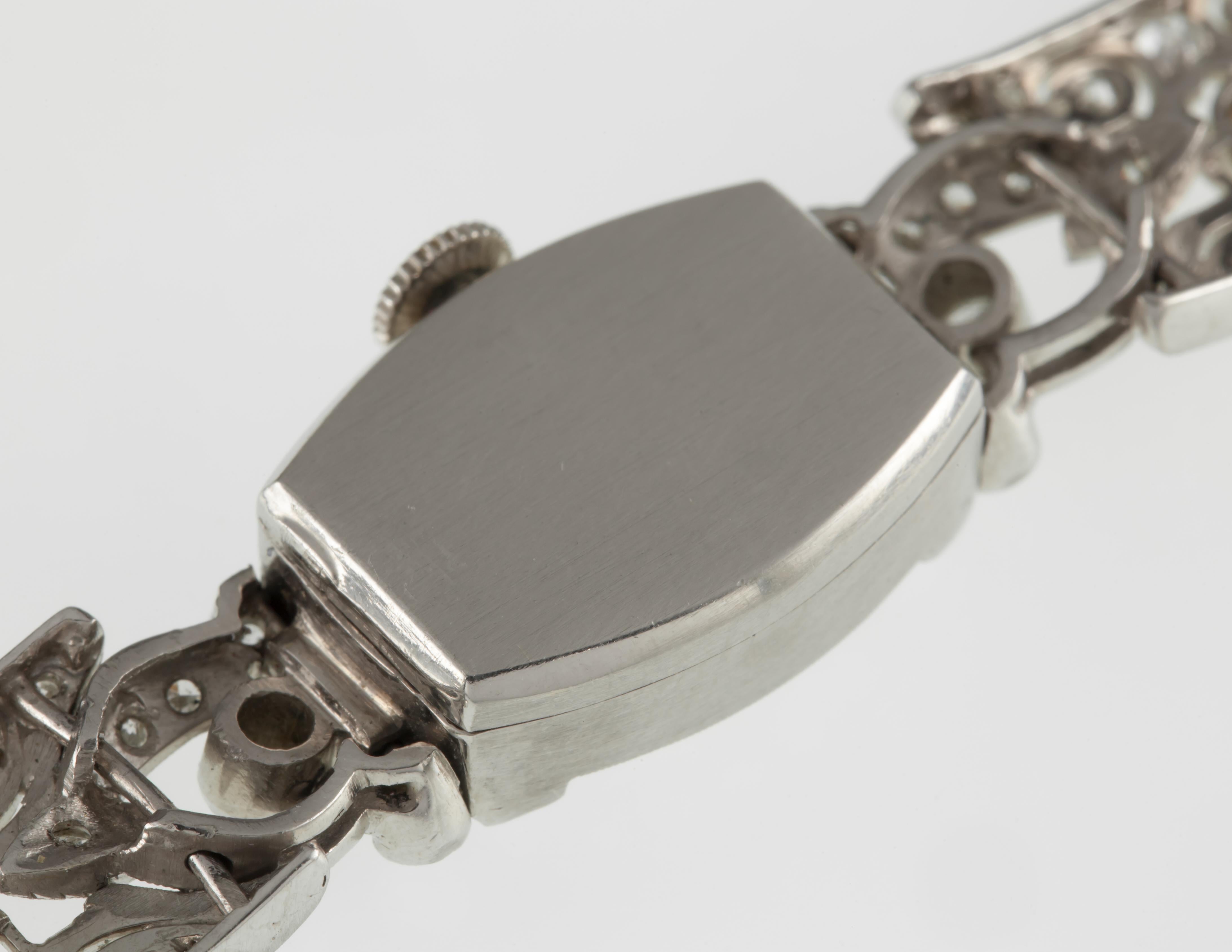 Hamilton Damen Platin-Diamant-Kleiduhr Delicate Filigrane Uhr #911 im Angebot 2