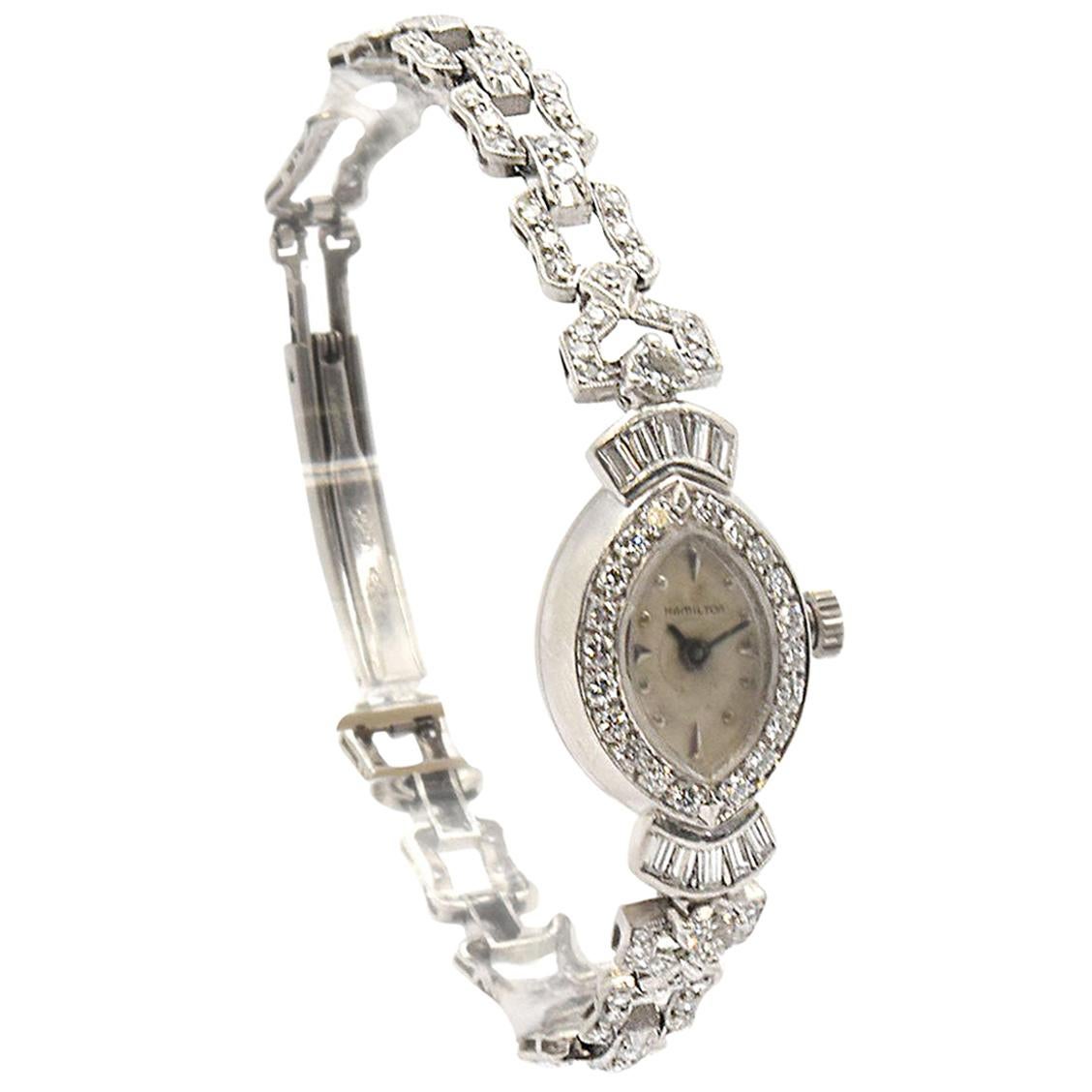 Hamilton Ladies Platinum Diamond Vintage manual wind Wristwatch