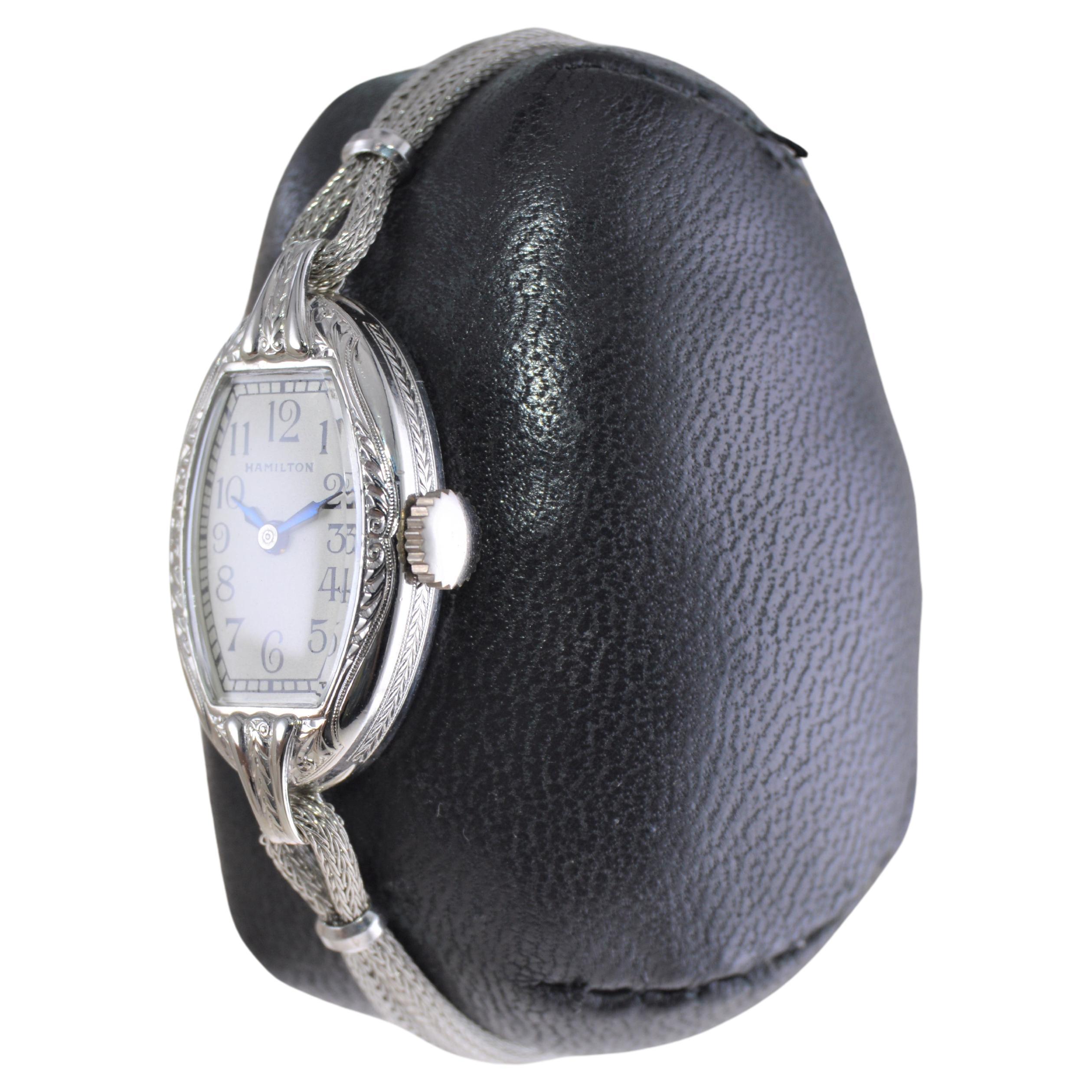 Women's Hamilton Ladies Solid Gold Art Deco Watch with Cord