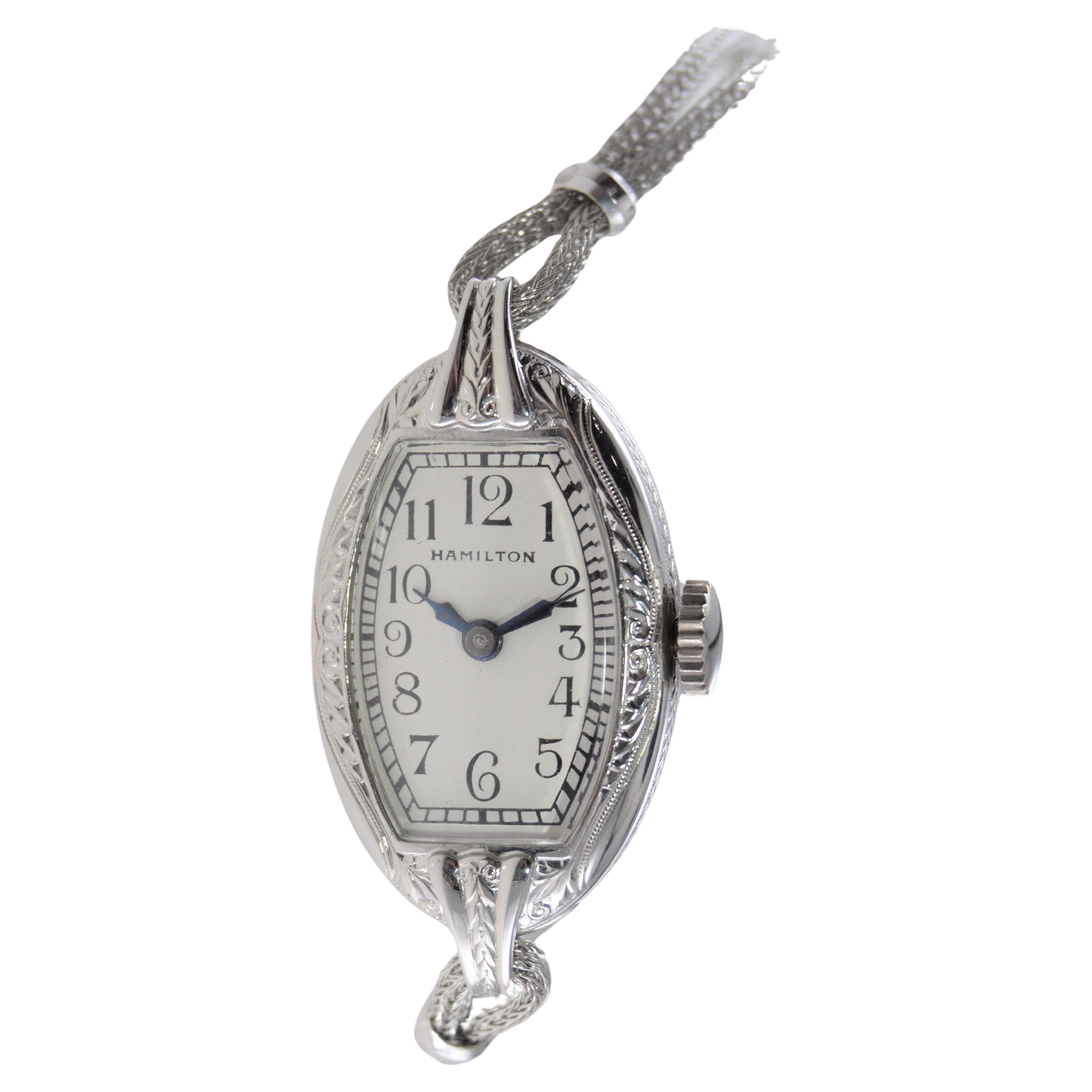 Hamilton Ladies Solid Gold Art Deco Watch with Cord 1