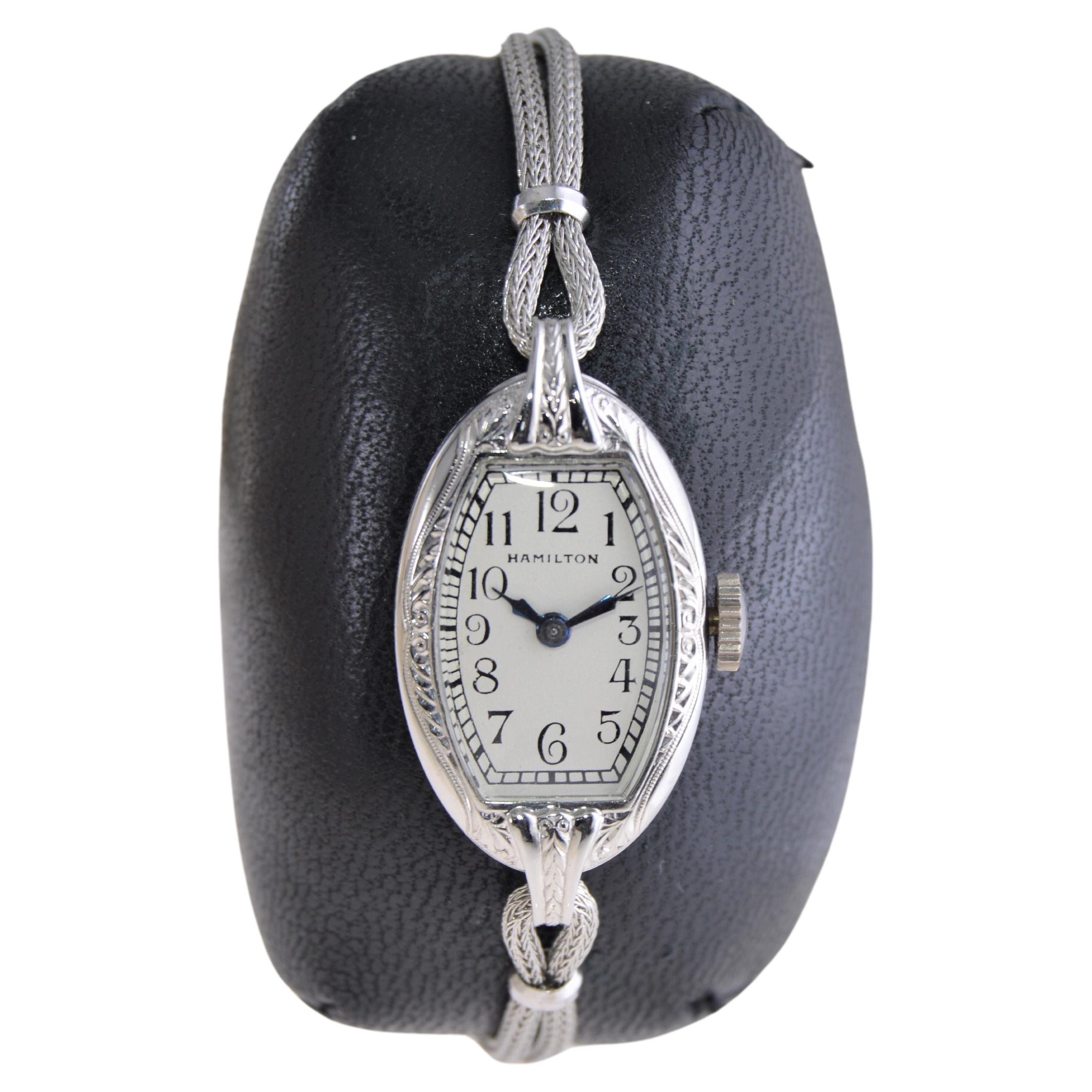 Elgin Ladies Solid Gold Art Deco Watch with Original Cord Band 1940s