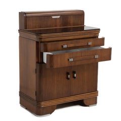 Hamilton Manufacturing Company Walnut Chrome Dental Cabinet Donald Deskey